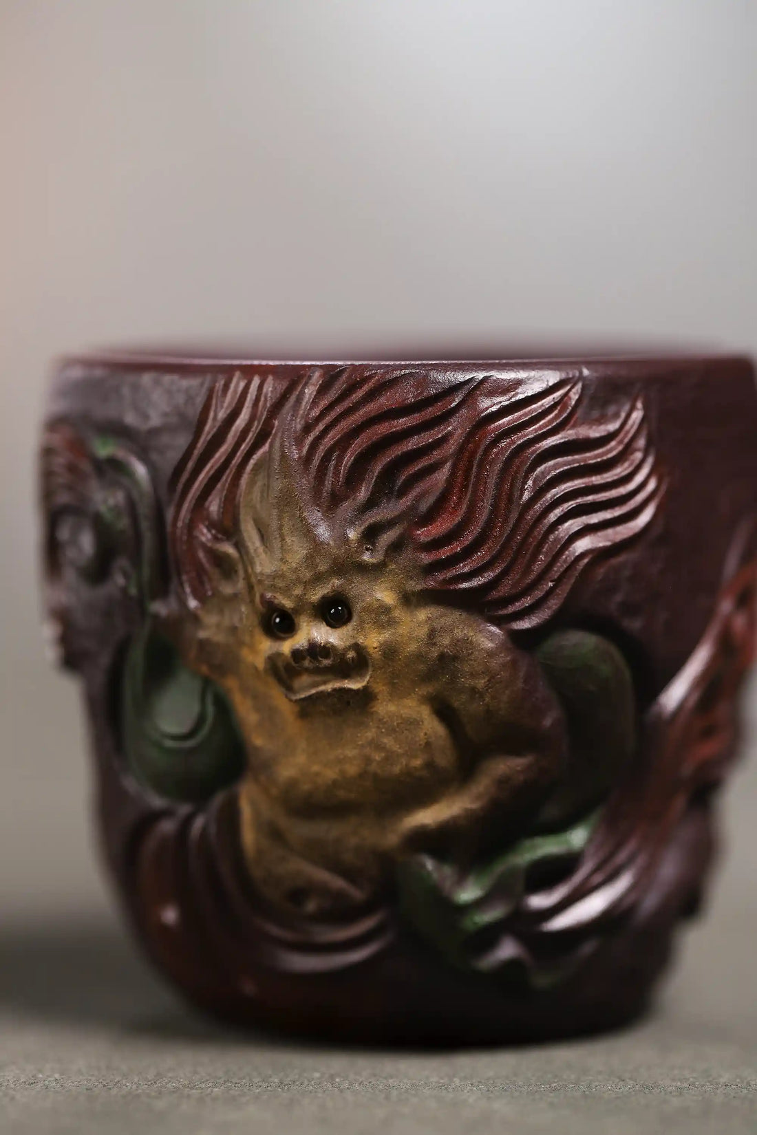 Yixing Zisha Hand-Carved Wind Deity Cup