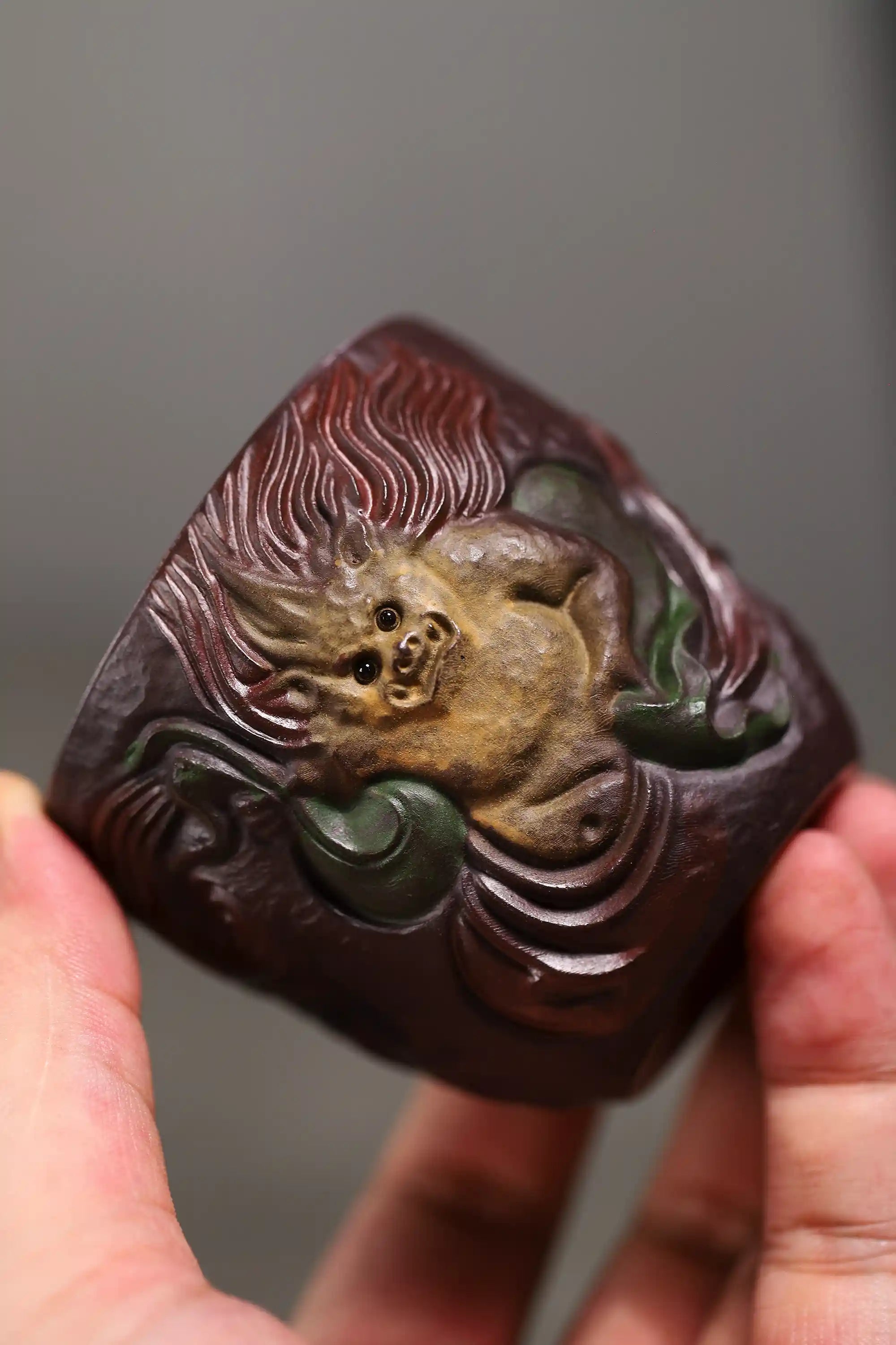 Yixing Zisha Hand-Carved Wind Deity Cup