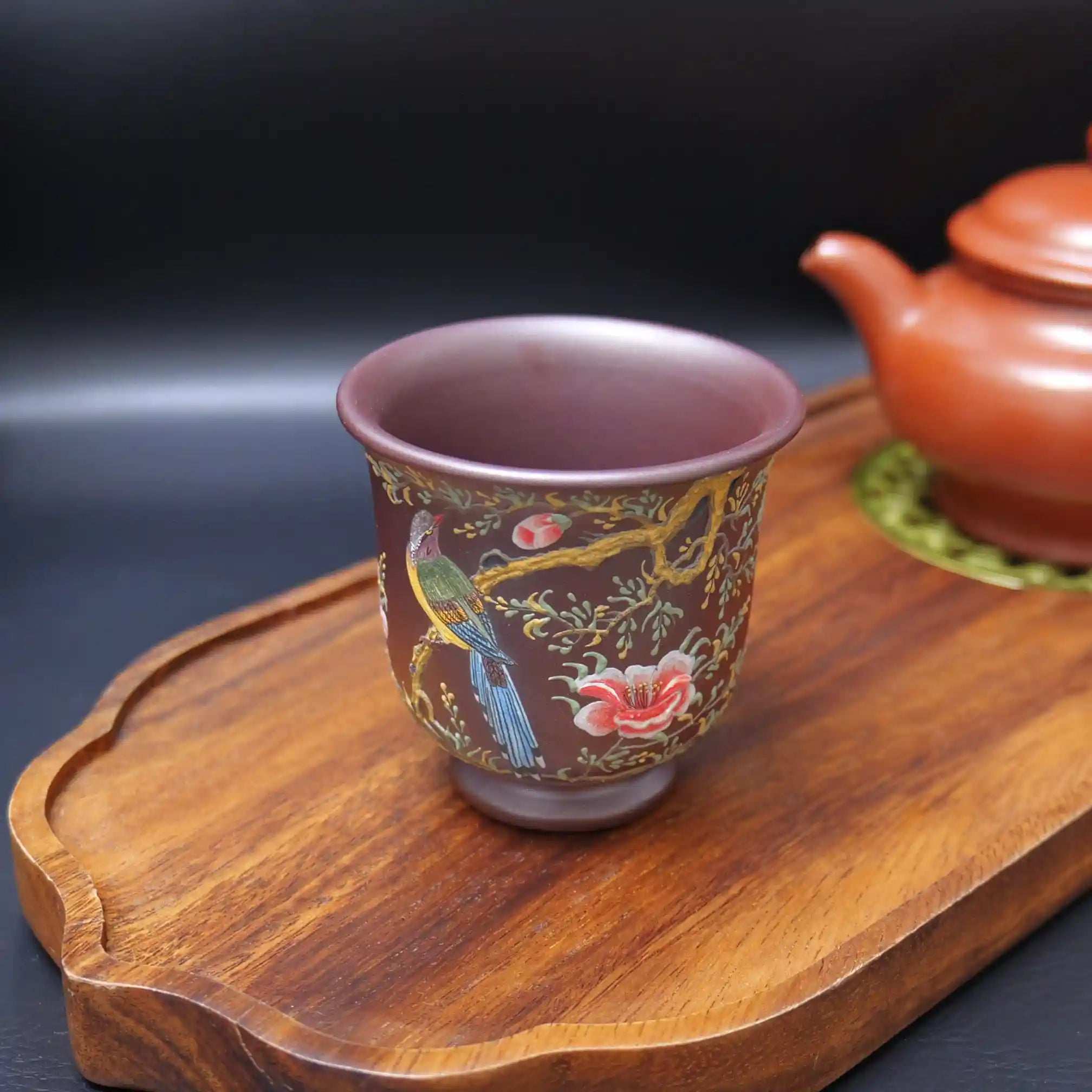 Yixing Zisha Hand-Painted Flower-and-Bird Master Teacup