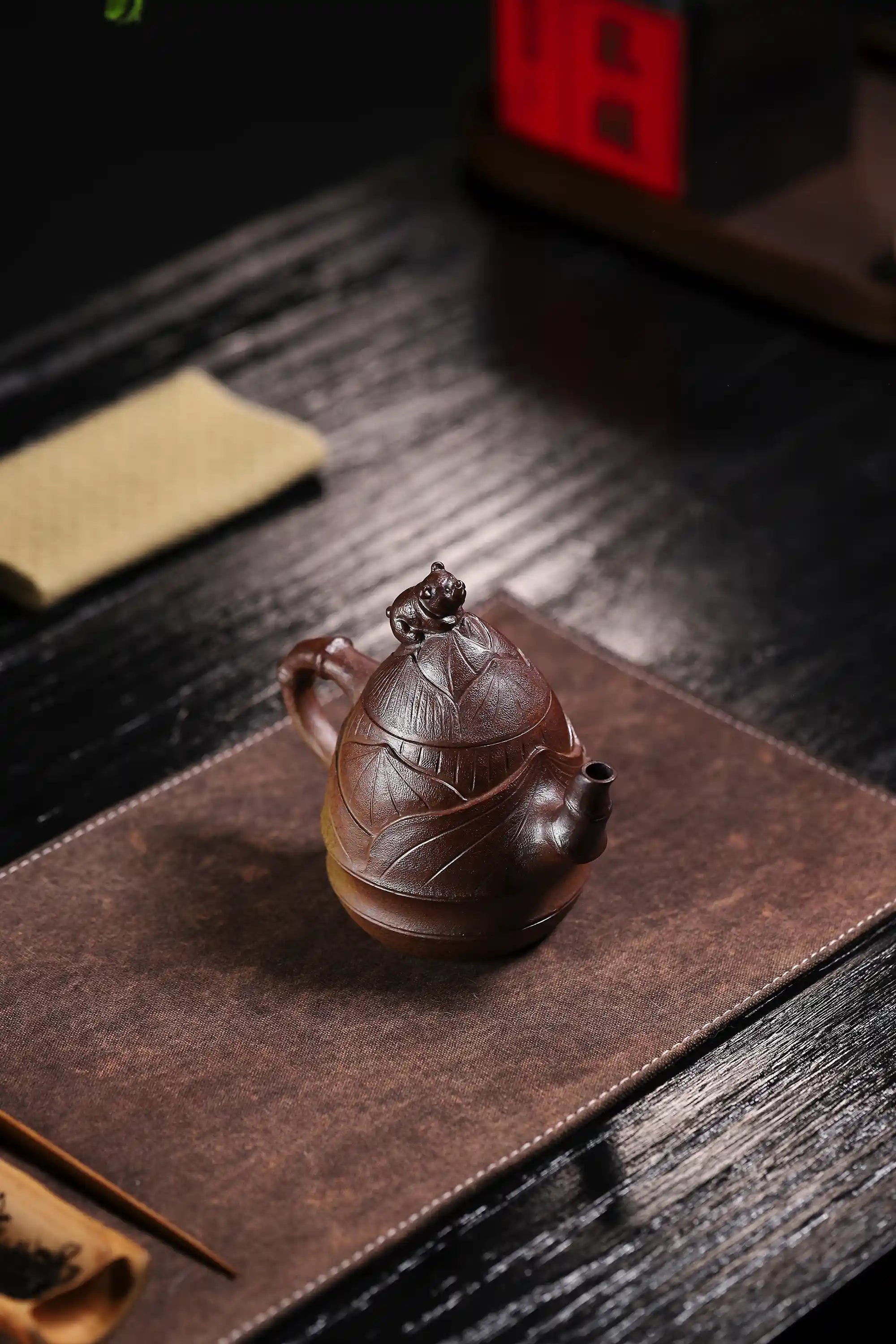 Yixing Zisha Handmade Bamboo Shoot Panda Teapot