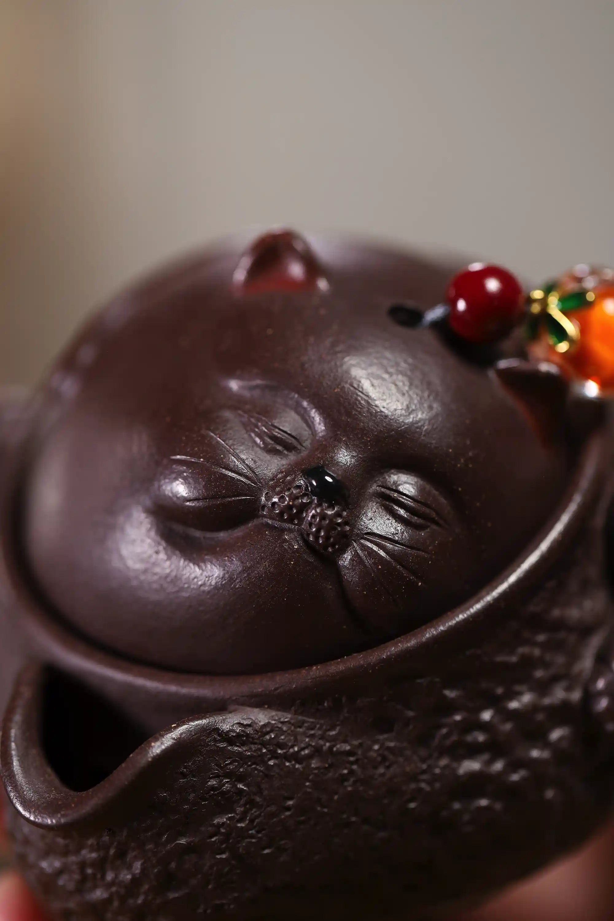 Yixing Zisha Handmade Cat Teapot