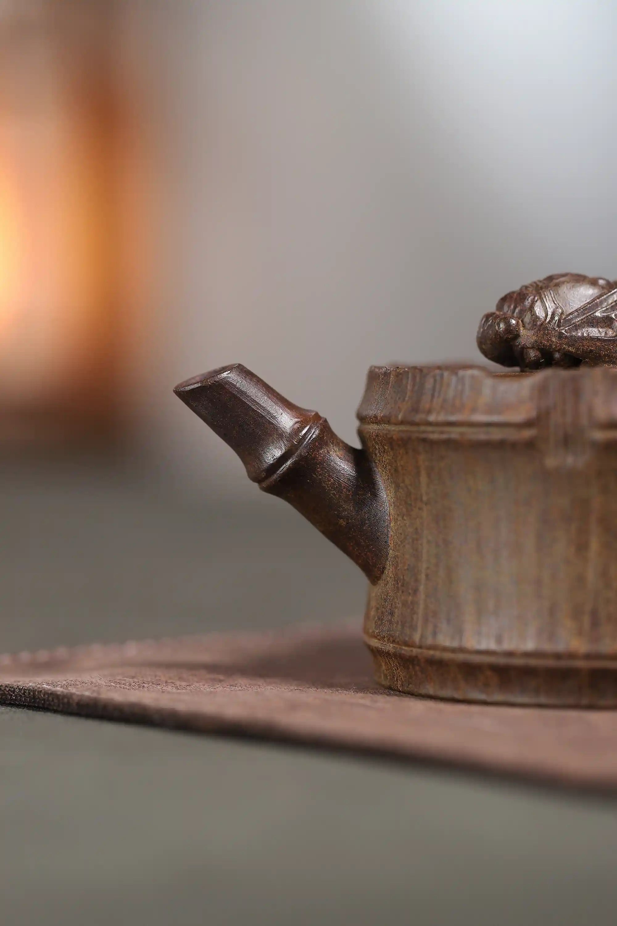 Yixing Zisha Handmade Cicada Bamboo Tube Teapot