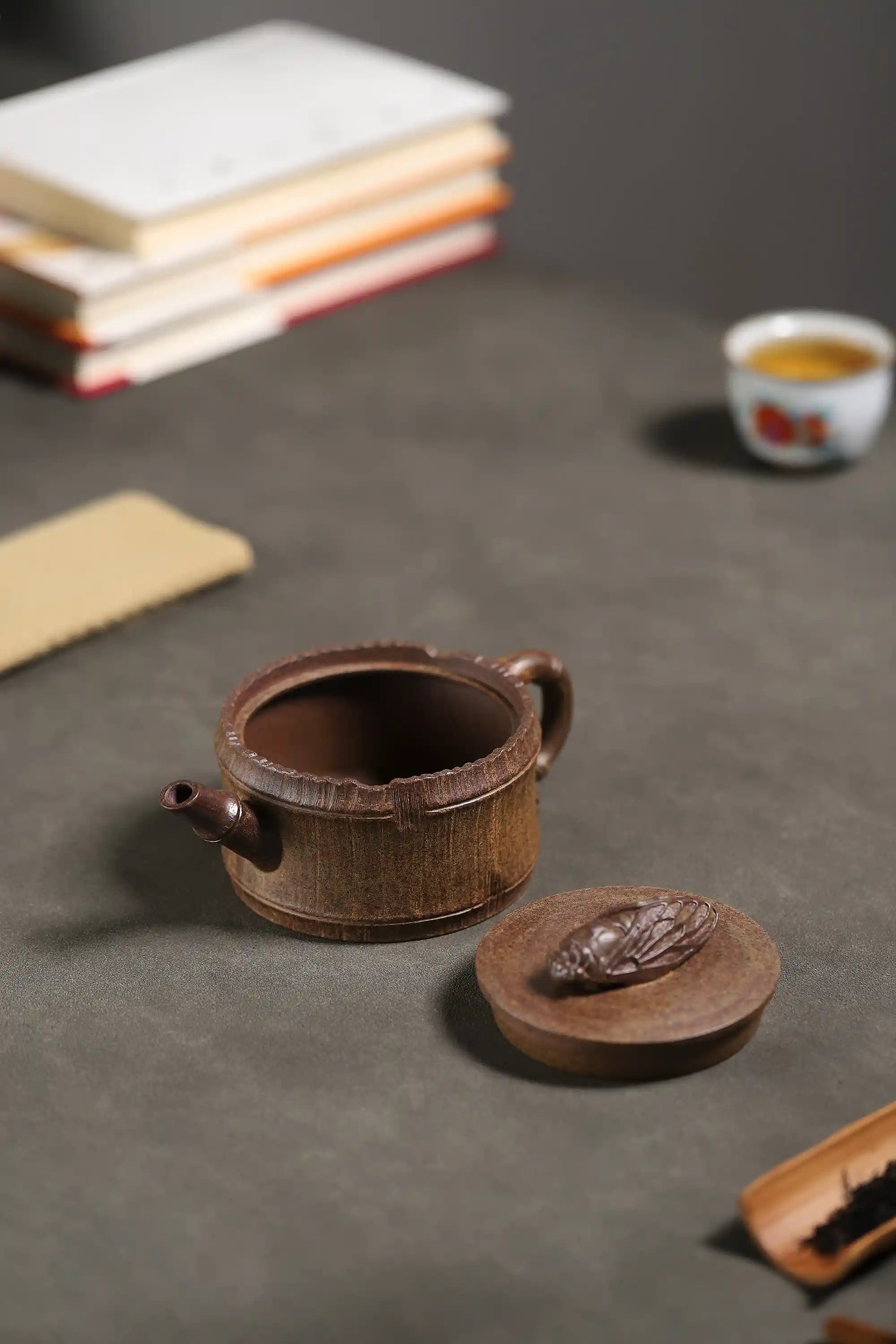 Yixing Zisha Handmade Cicada Bamboo Tube Teapot