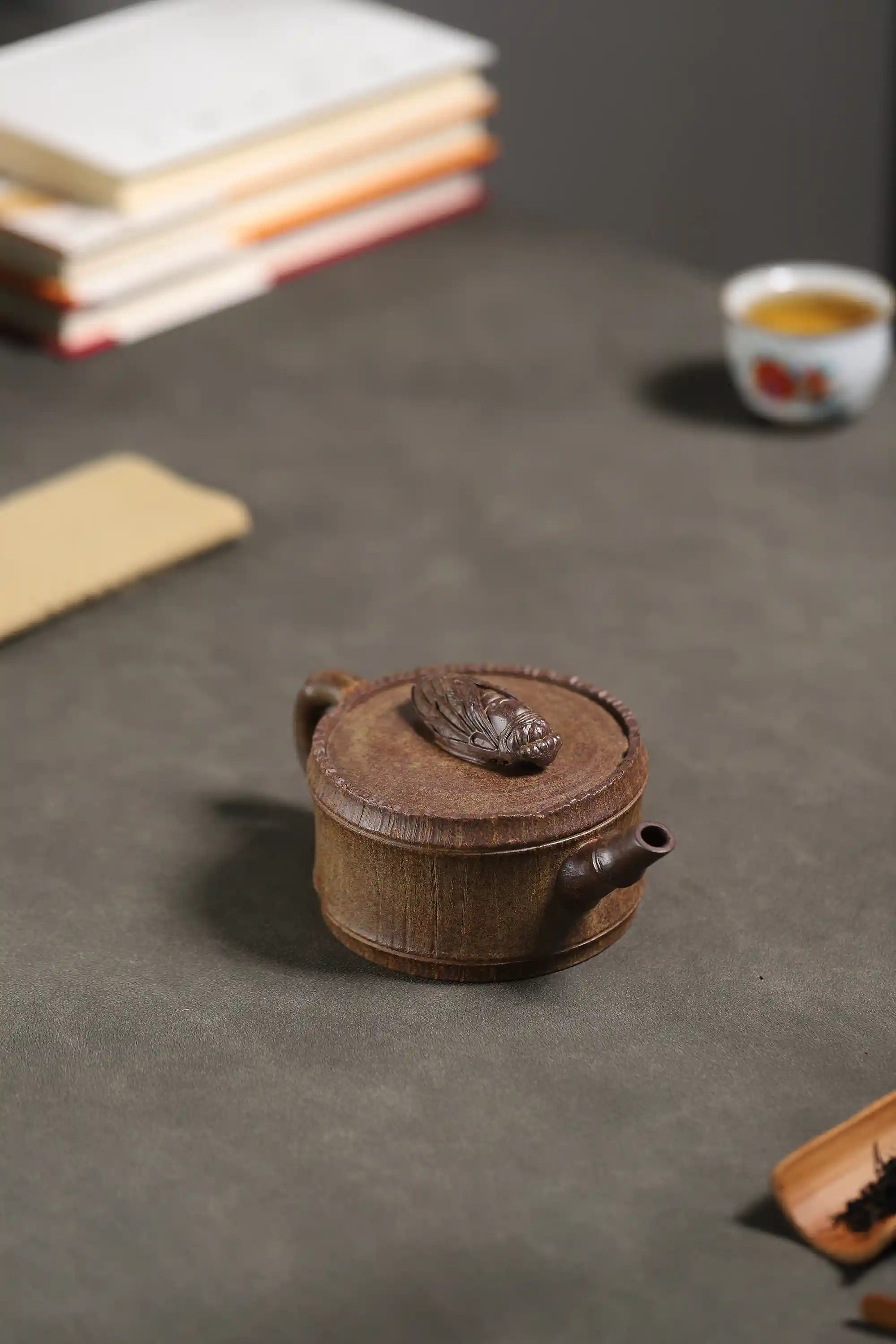 Yixing Zisha Handmade Cicada Bamboo Tube Teapot