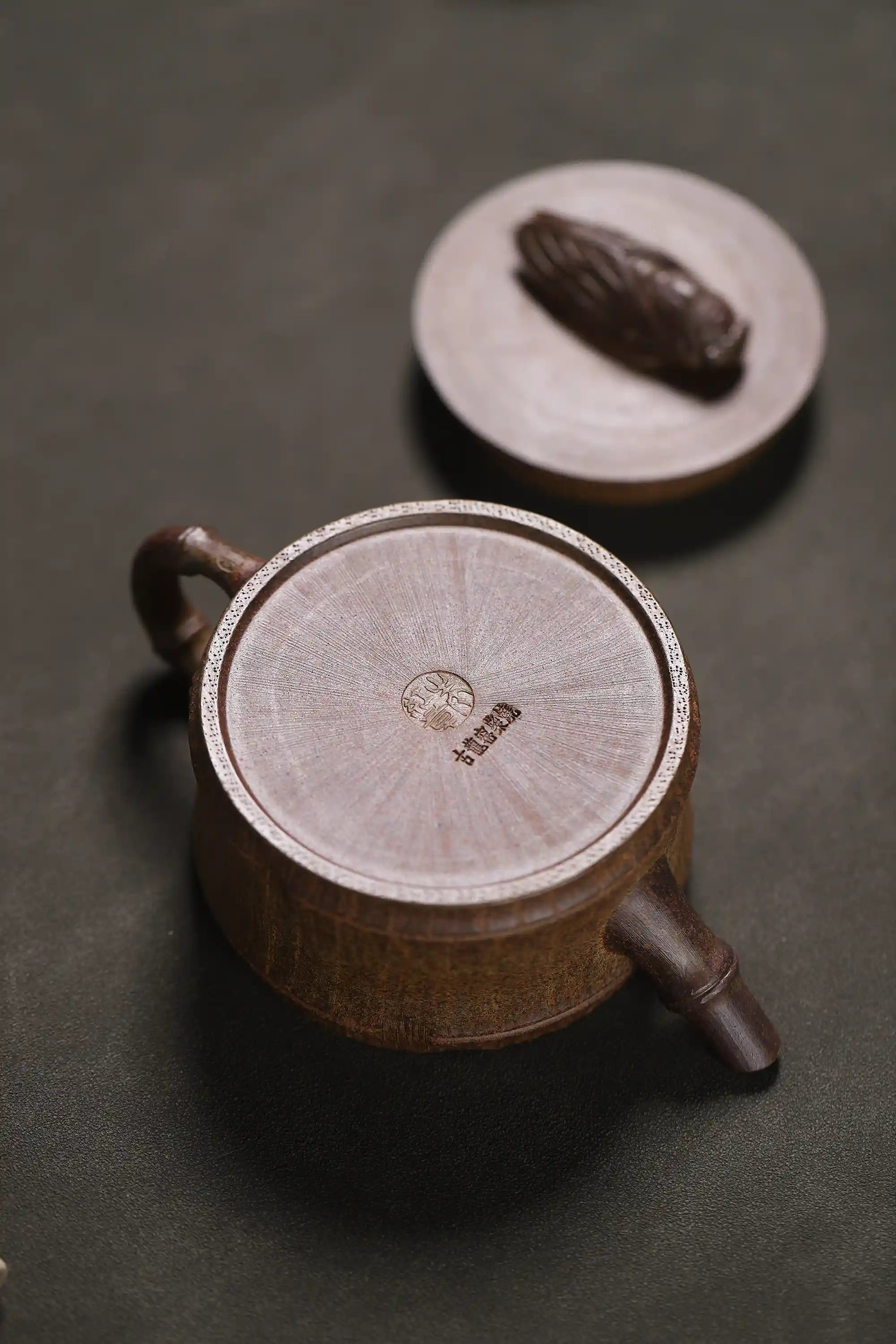 Yixing Zisha Handmade Cicada Bamboo Tube Teapot