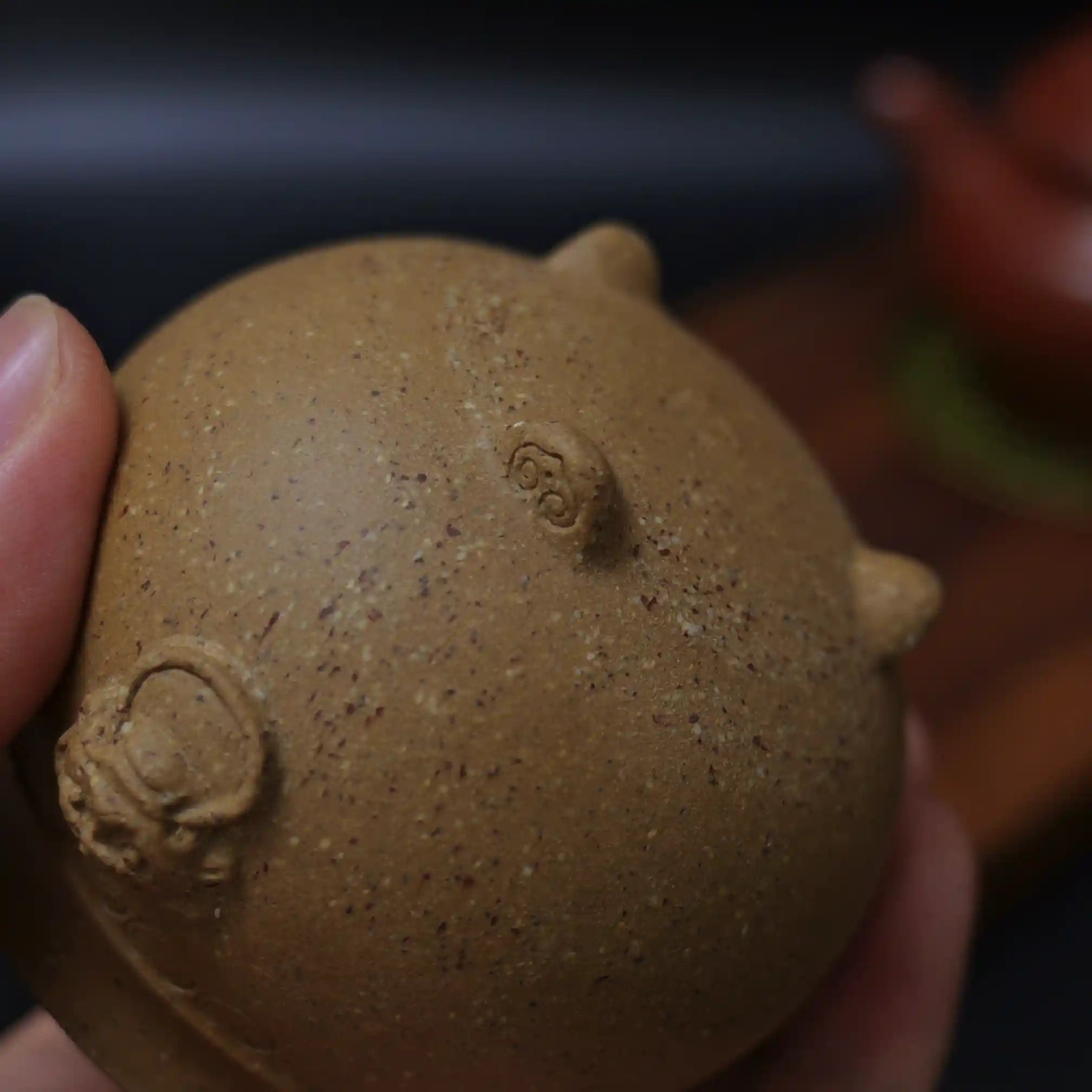 Yixing Zisha Handmade Creamy Yellow Three-Legged Lion-Ear Incense Burner Teacup