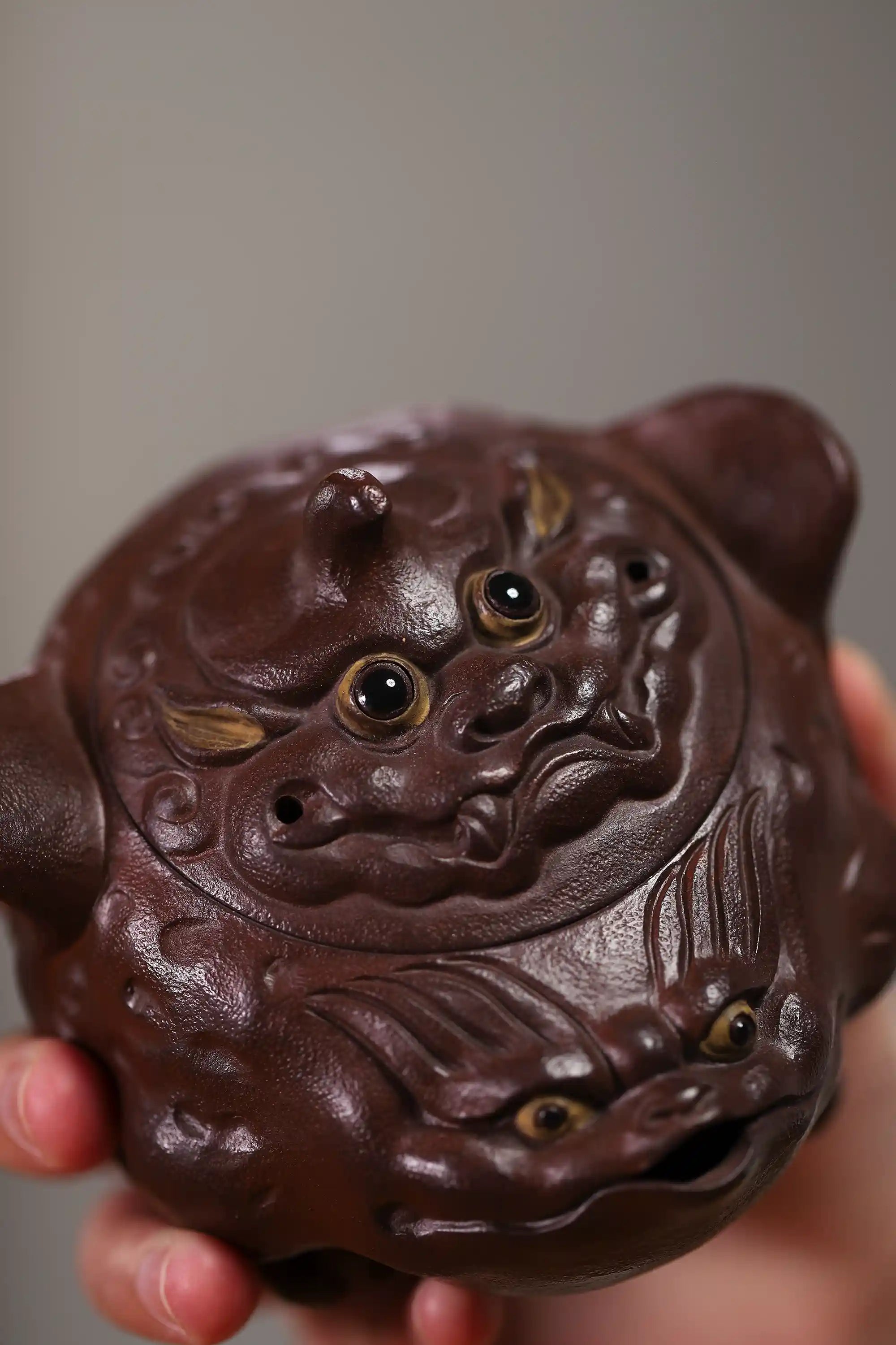 Yixing Zisha Handmade Three-legged Golden Toad Teapot