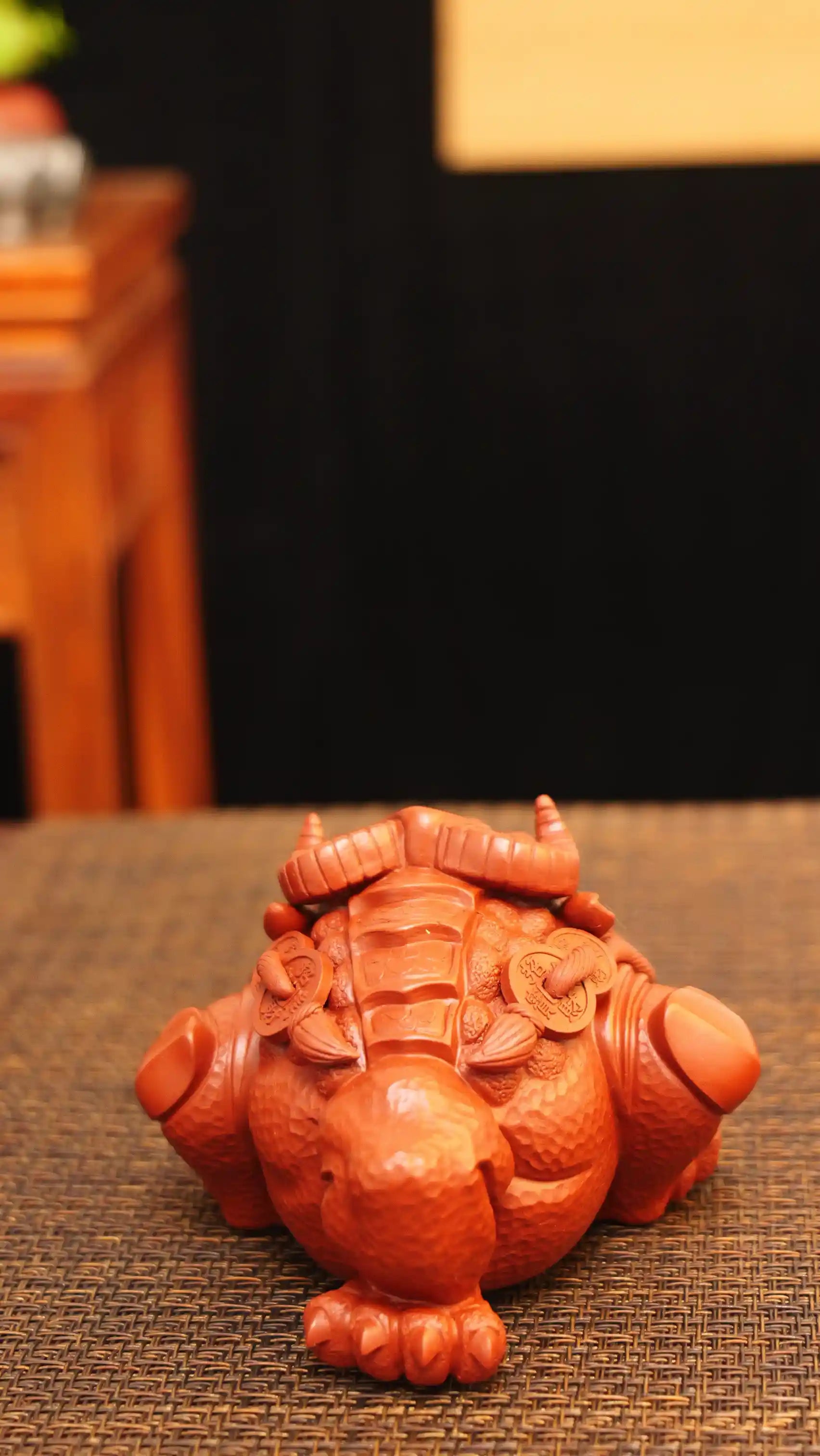 Yixing Zisha Handmade Golden Toad with Goat Horns Tea Pet