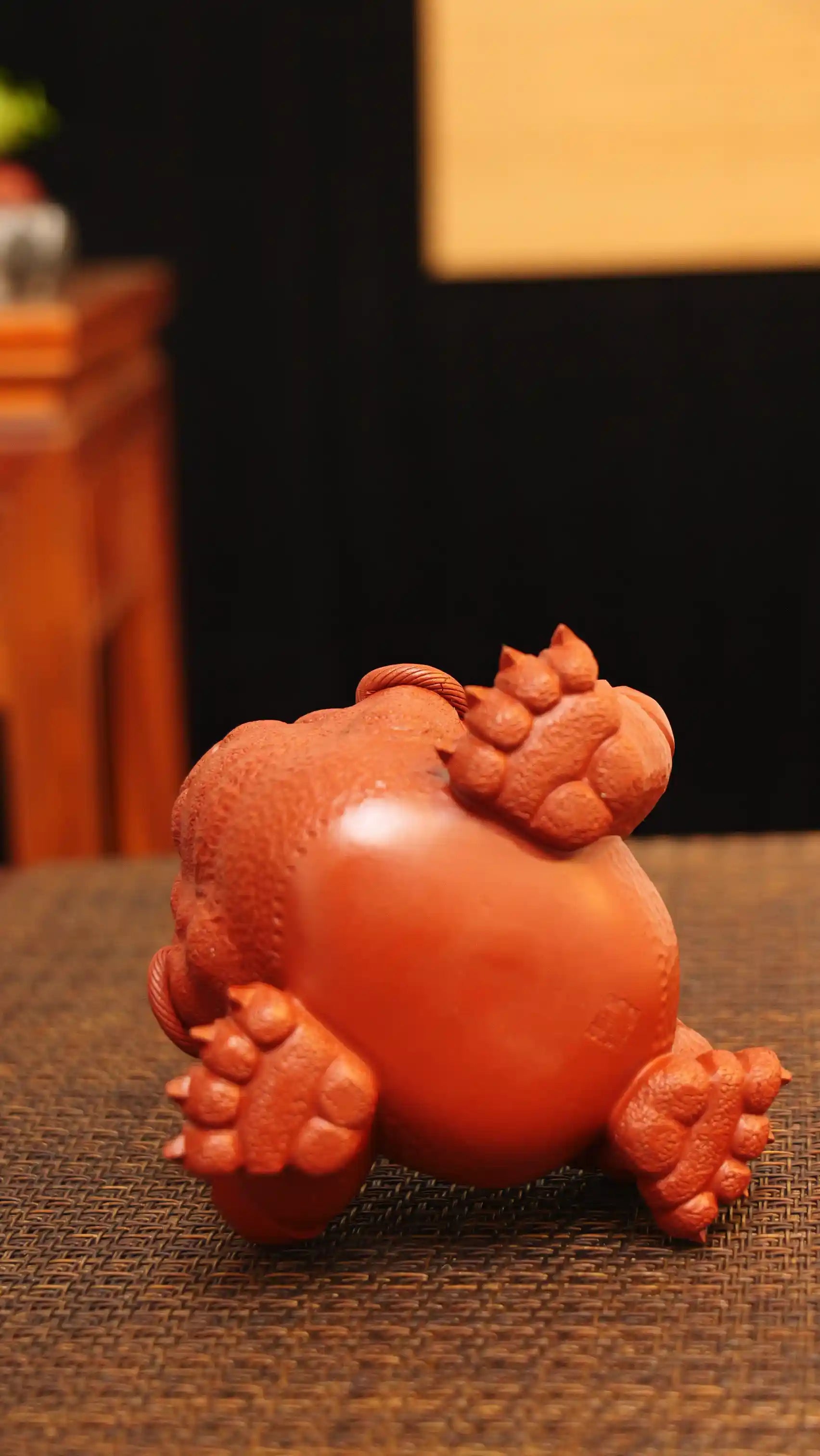 Yixing Zisha Handmade Golden Toad with Goat Horns Tea Pet