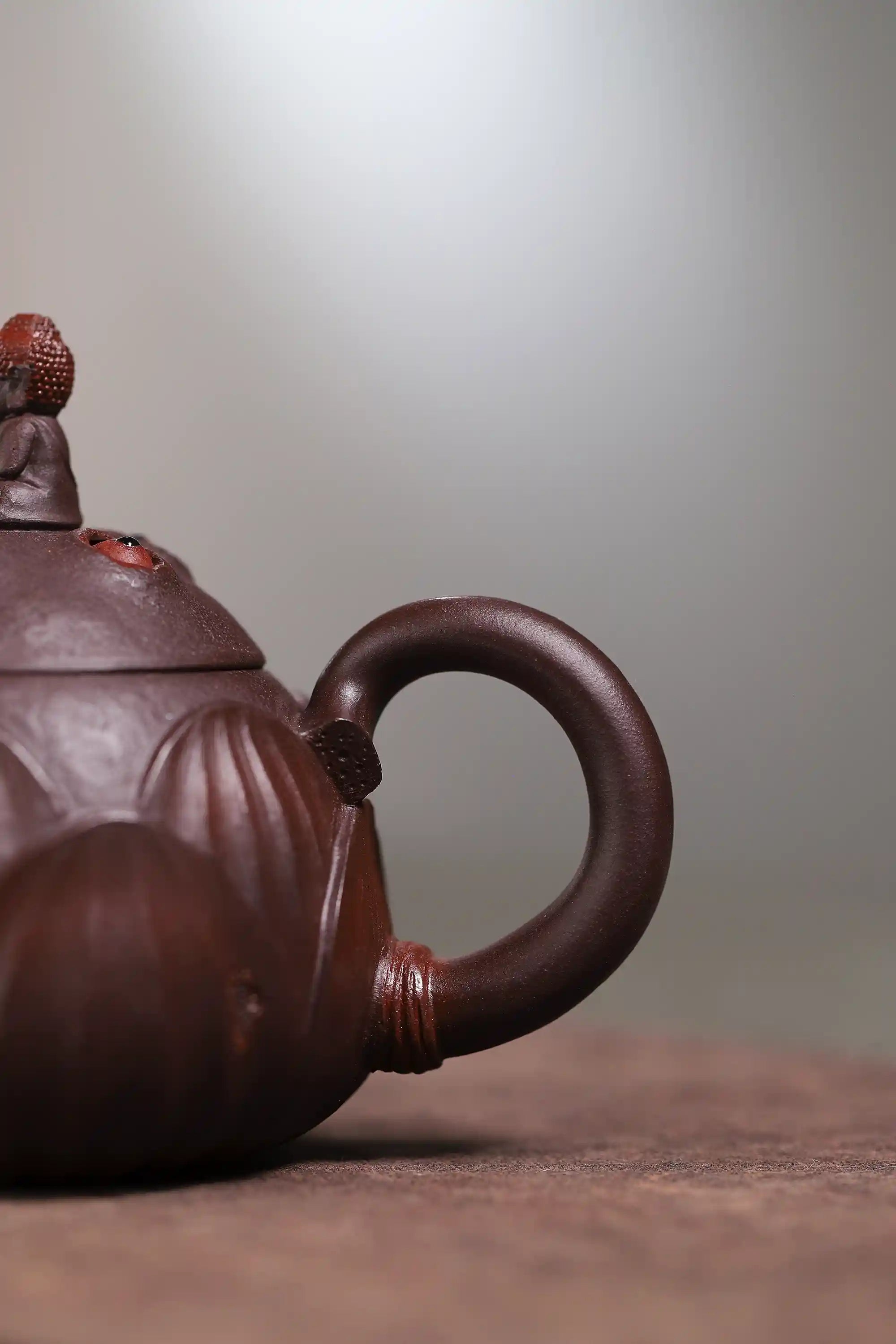 Yixing Zisha Handmade Guanyin on Lotus Throne Teapot