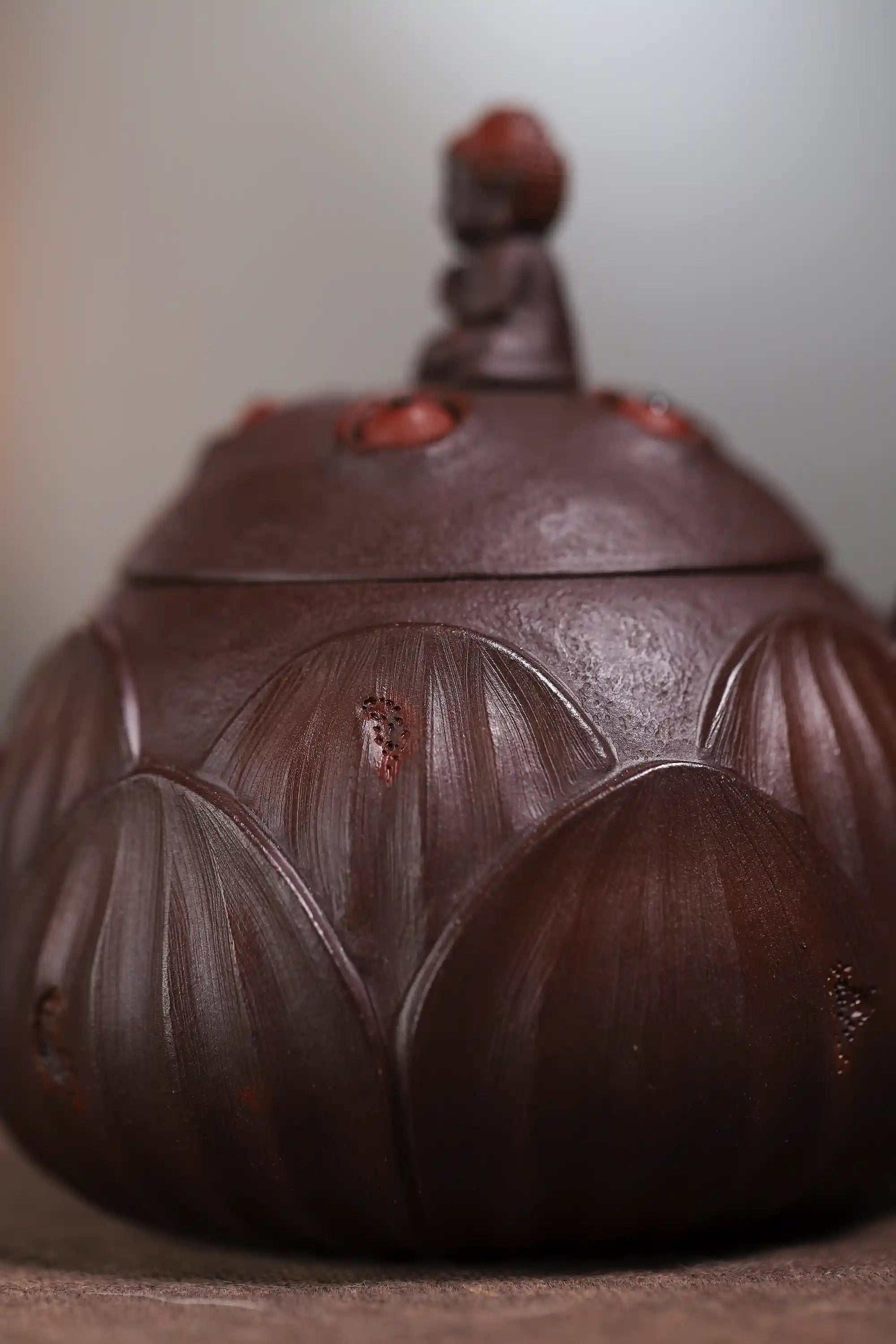 Yixing Zisha Handmade Guanyin on Lotus Throne Teapot