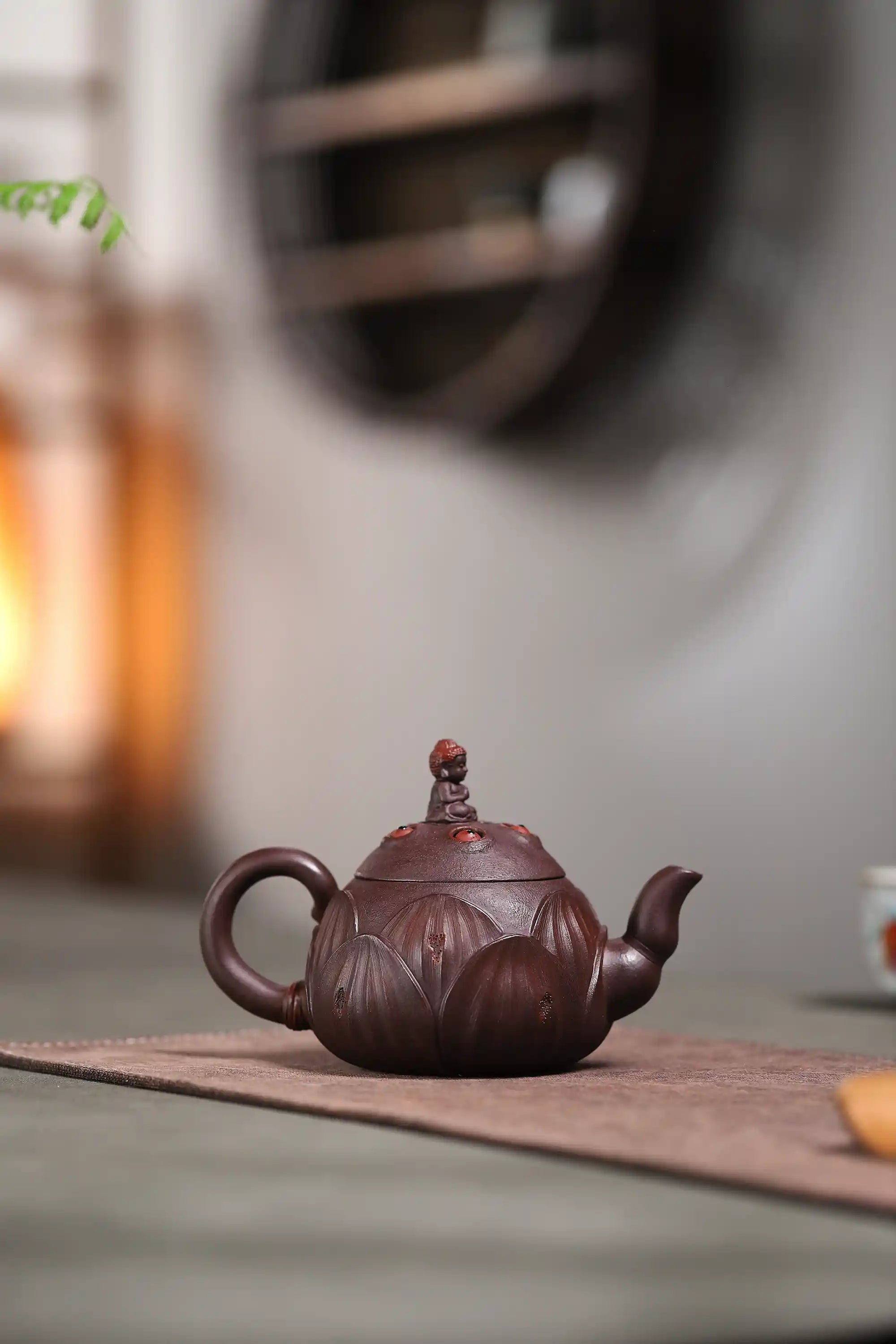 Yixing Zisha Handmade Guanyin on Lotus Throne Teapot
