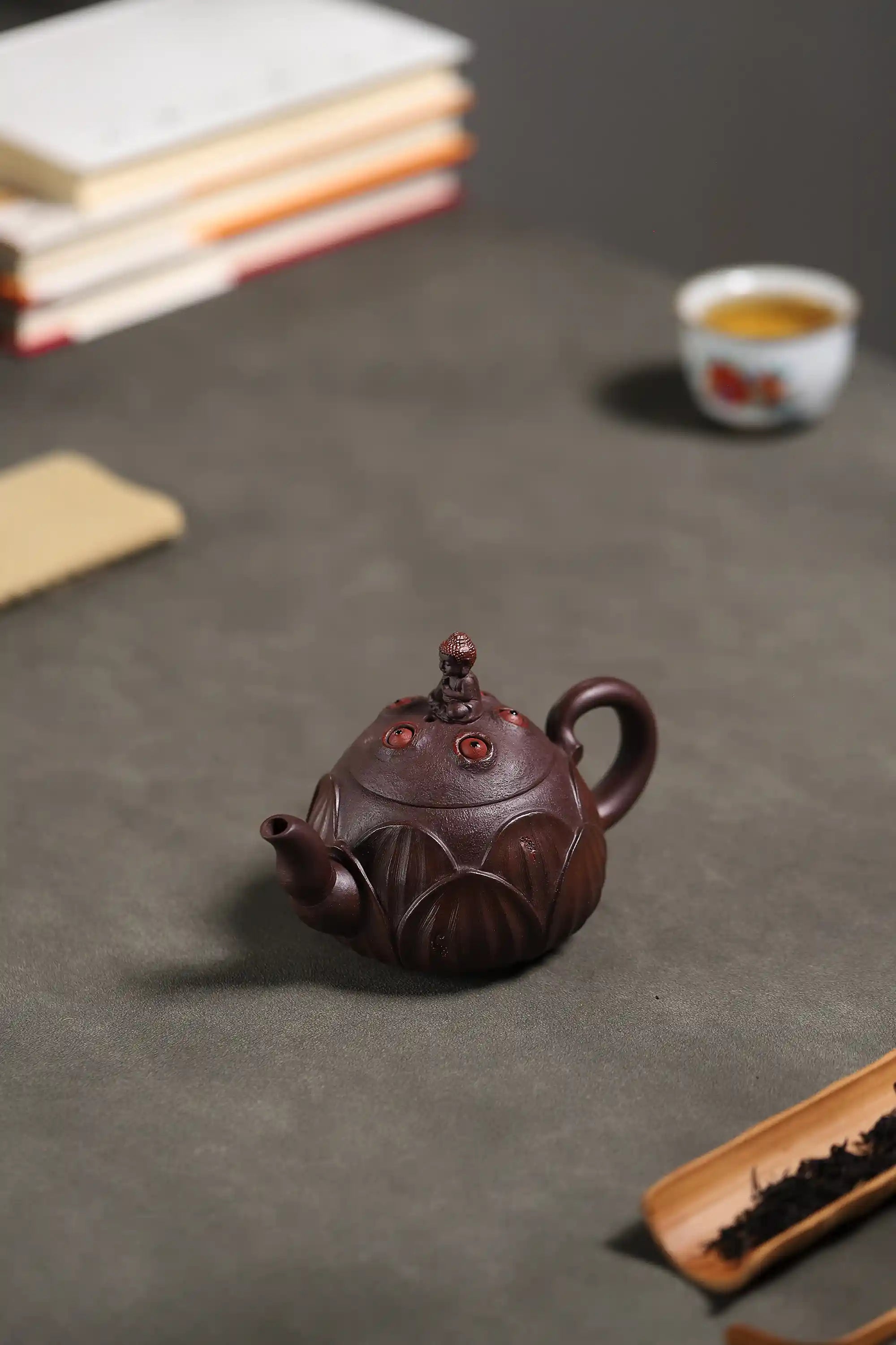 Yixing Zisha Handmade Guanyin on Lotus Throne Teapot