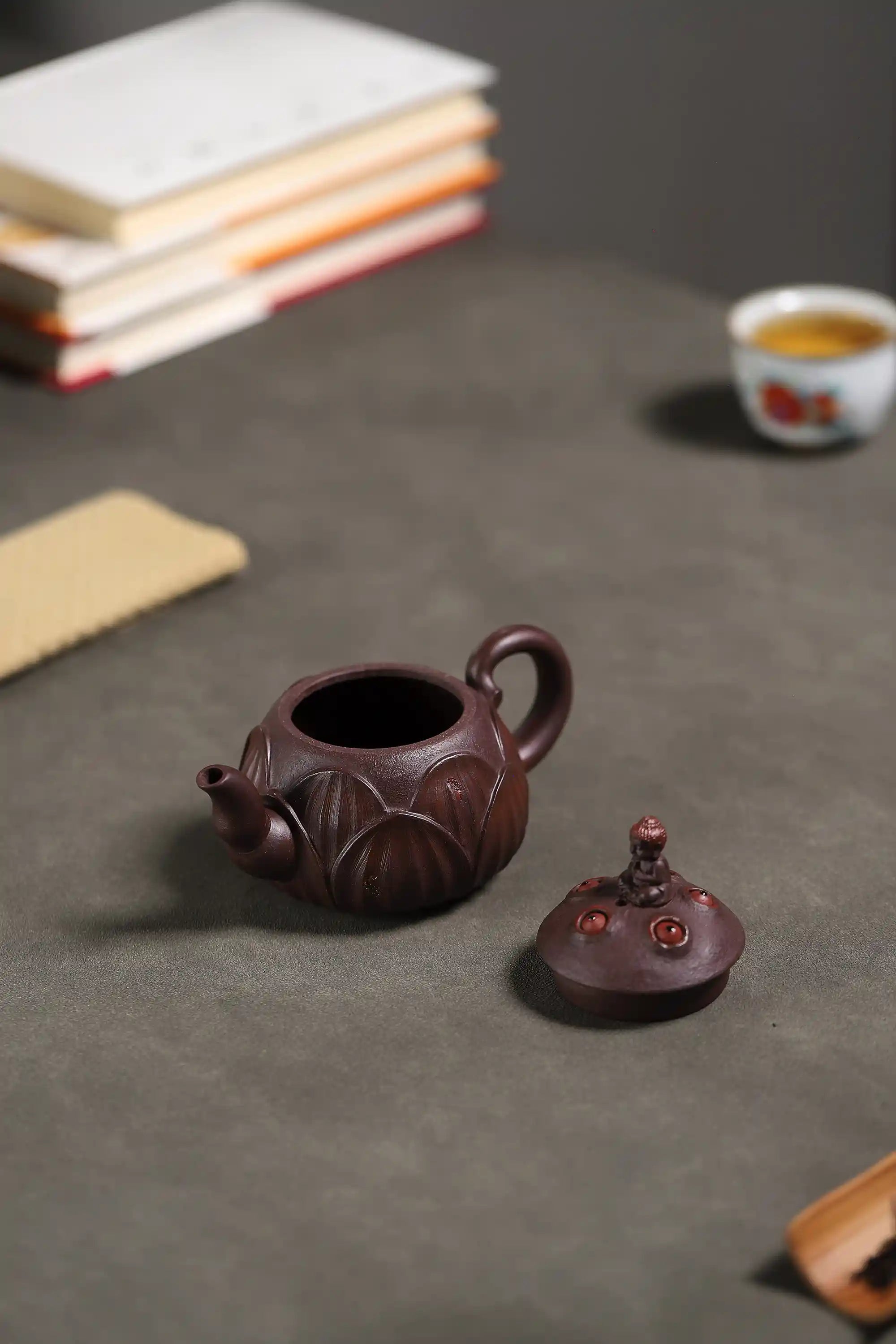 Yixing Zisha Handmade Guanyin on Lotus Throne Teapot