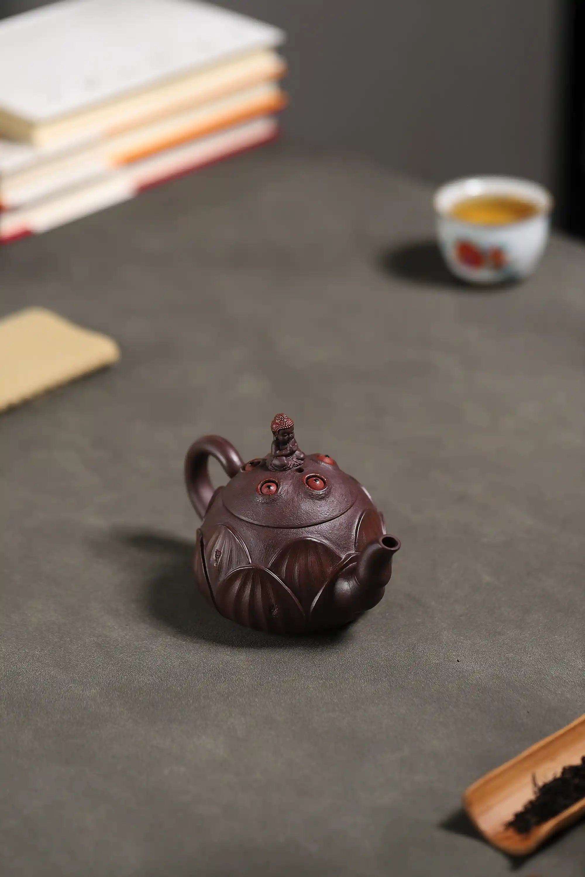 Yixing Zisha Handmade Guanyin on Lotus Throne Teapot