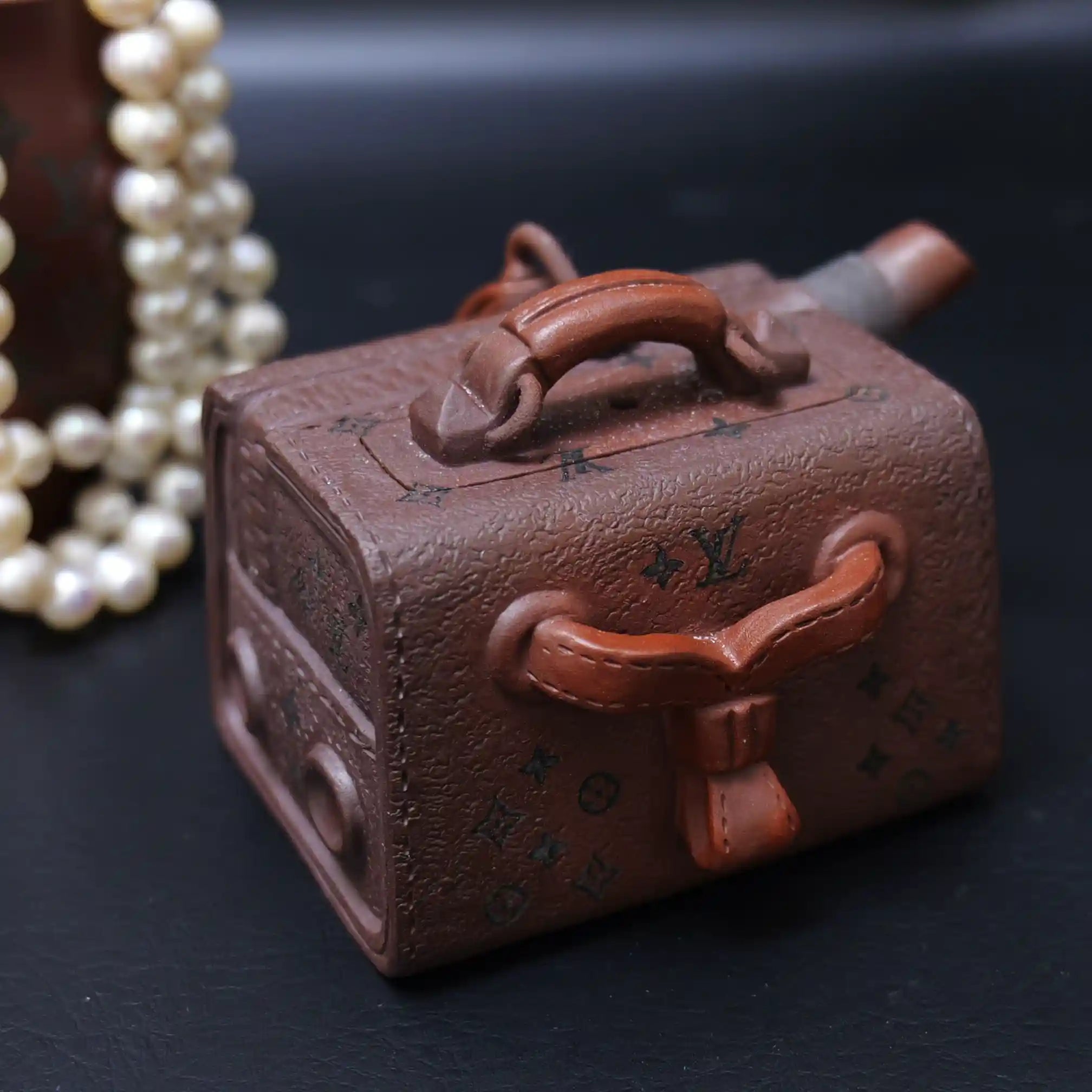 Yixing Zisha Handmade LV Suitcase Teapot