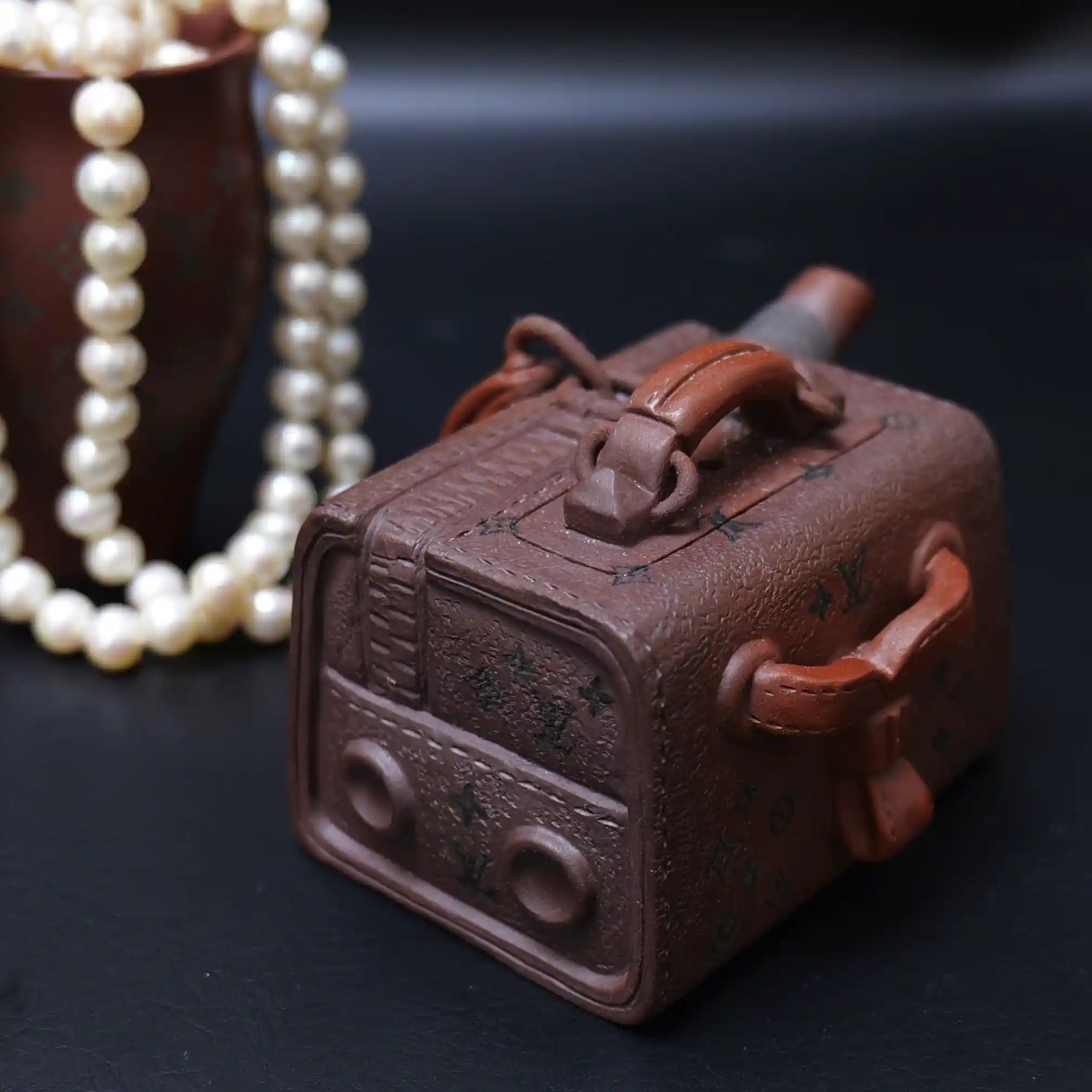 Yixing Zisha Handmade LV Suitcase Teapot