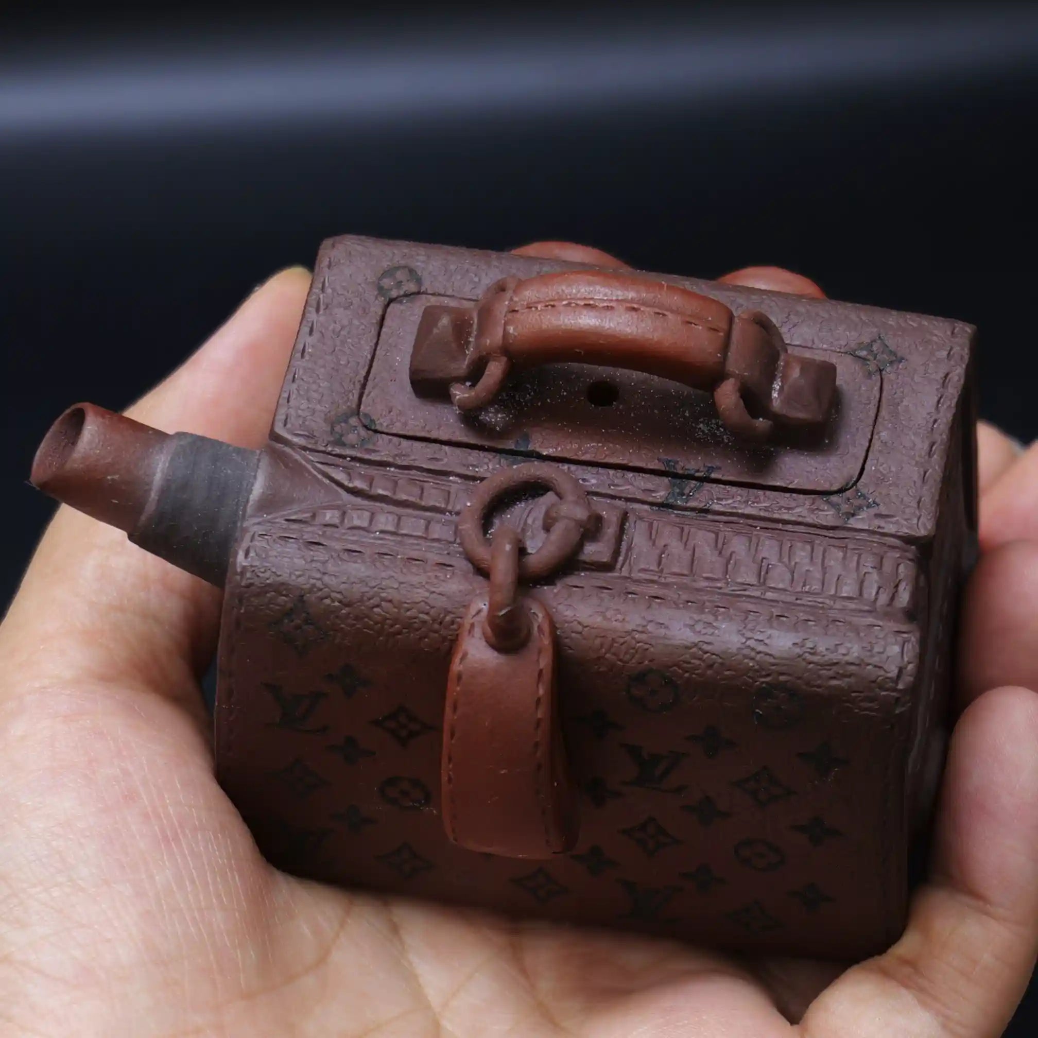 Yixing Zisha Handmade LV Suitcase Teapot