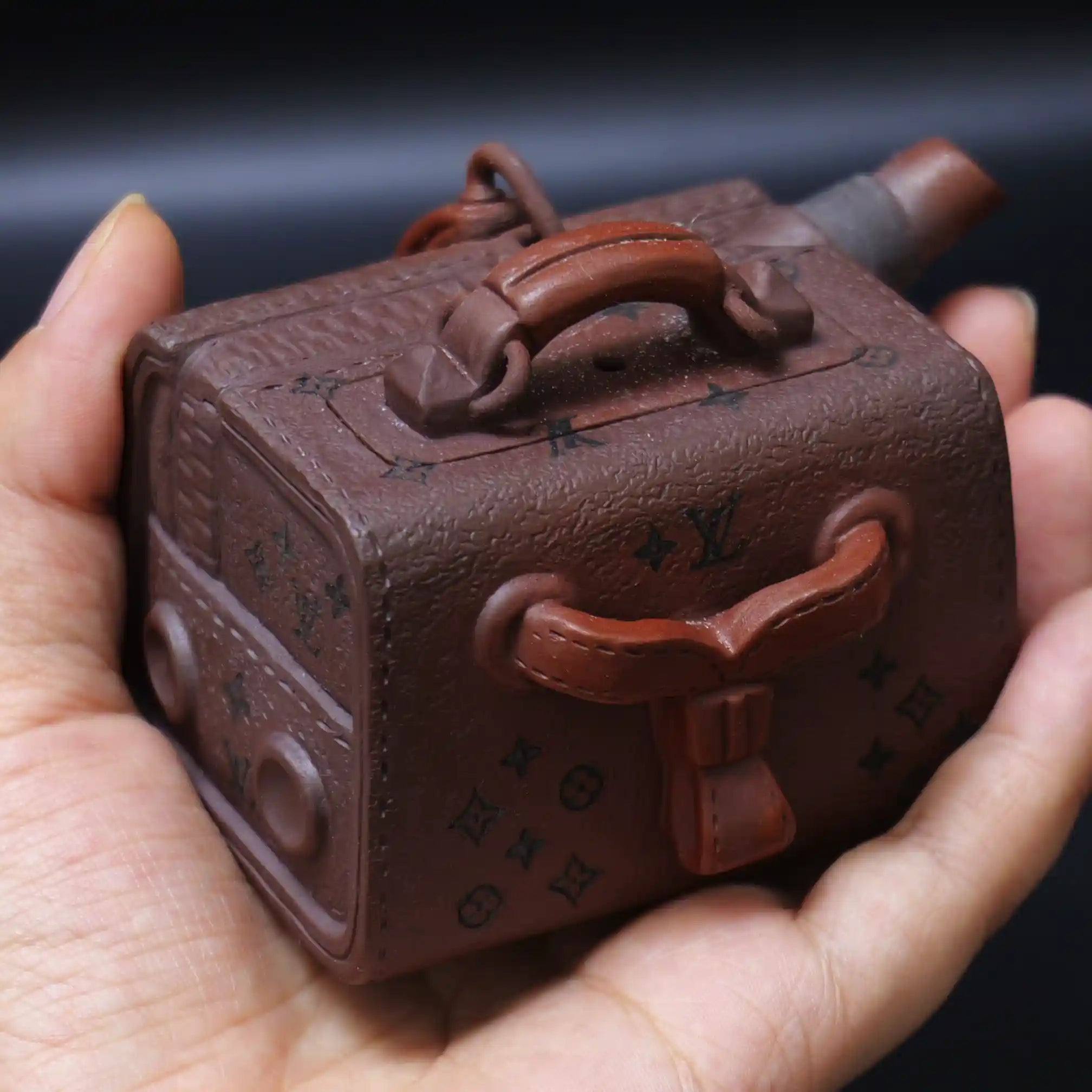 Yixing Zisha Handmade LV Suitcase Teapot