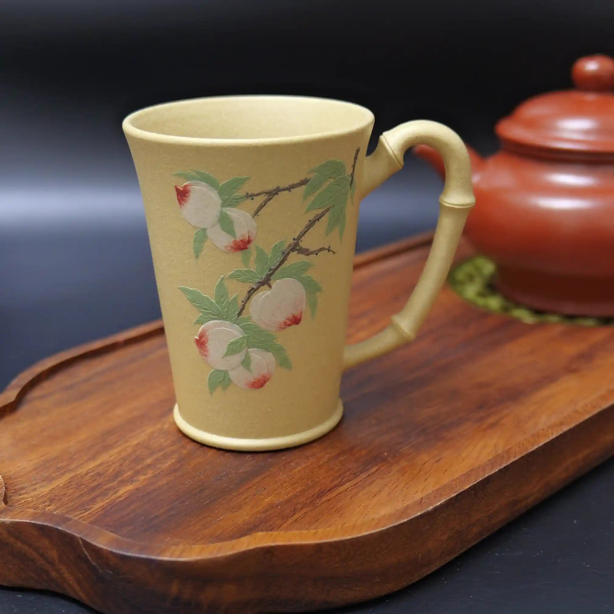 Yixing Zisha Handmade Longevity Peach Bamboo-Joint Teacup