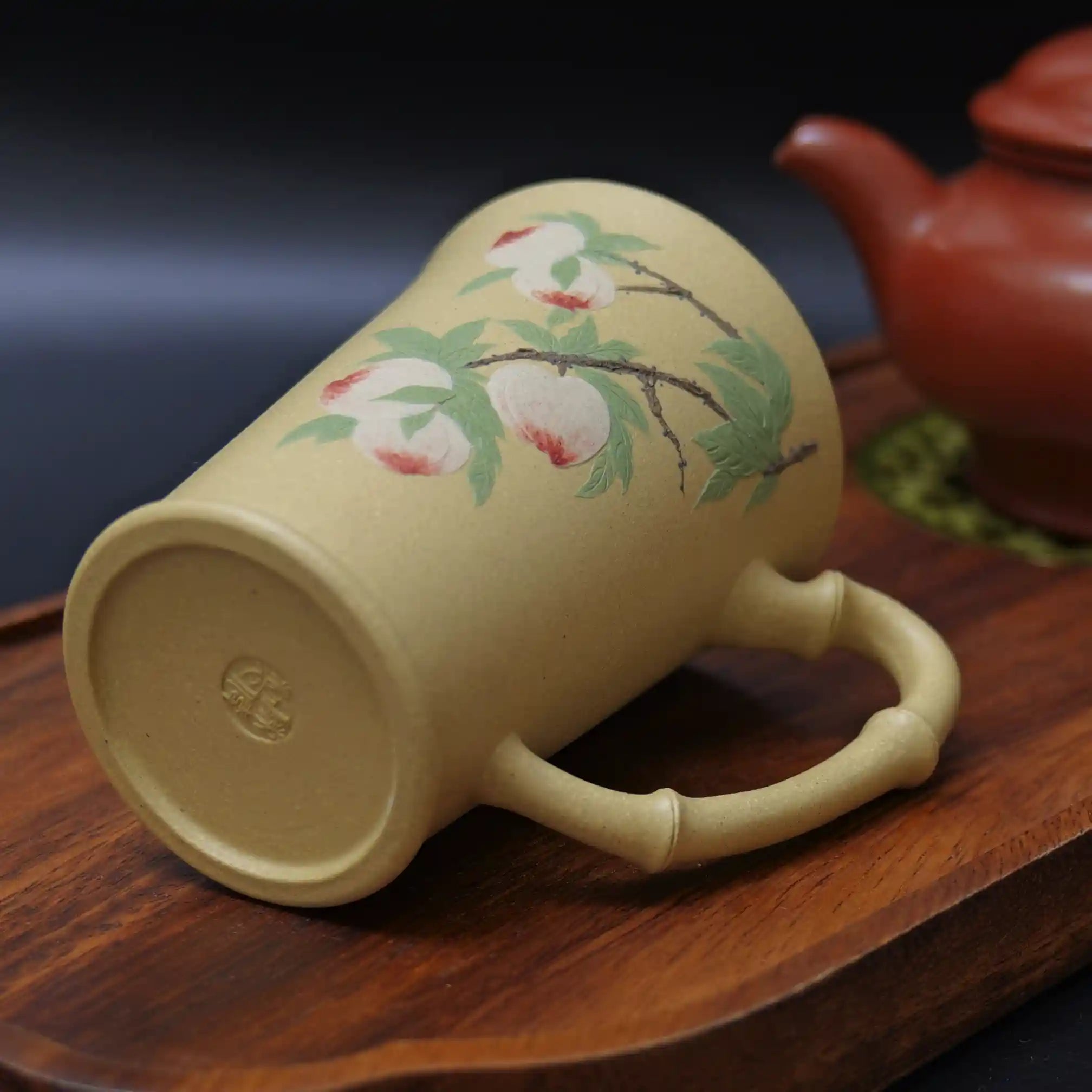 Yixing Zisha Handmade Longevity Peach Bamboo-Joint Teacup