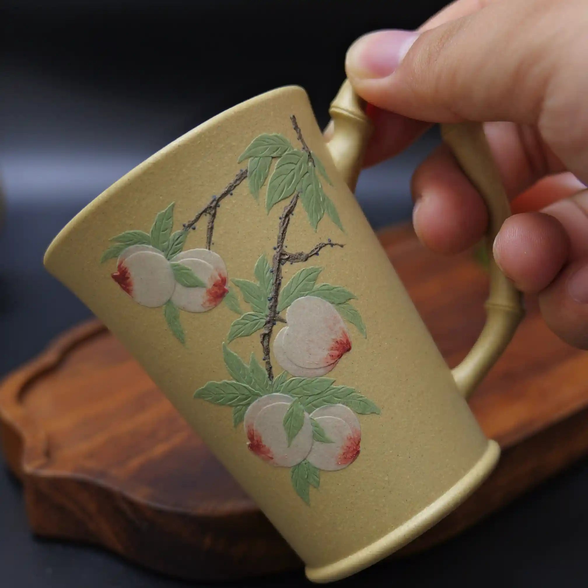 Yixing Zisha Handmade Longevity Peach Bamboo-Joint Teacup
