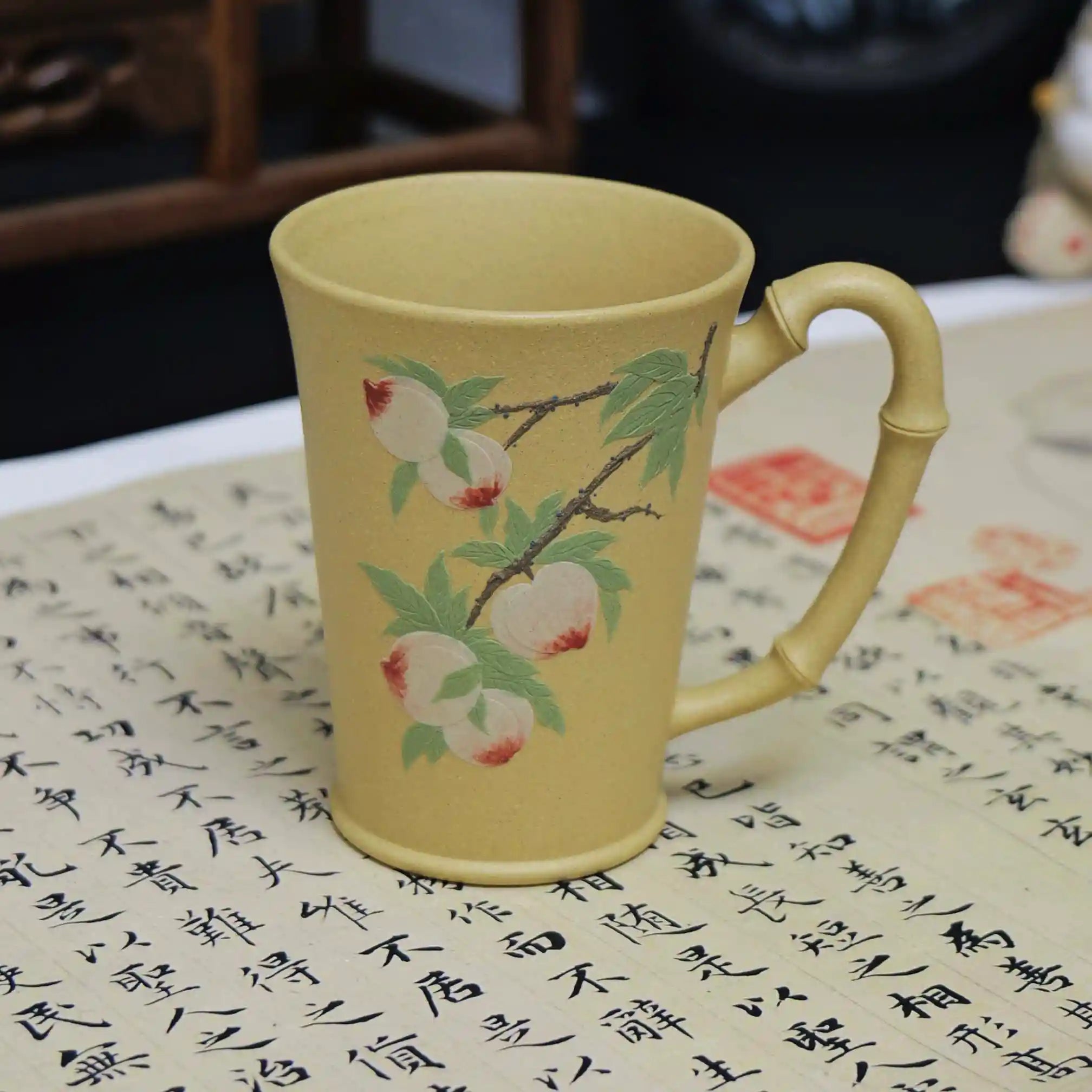 Yixing Zisha Handmade Longevity Peach Bamboo-Joint Teacup