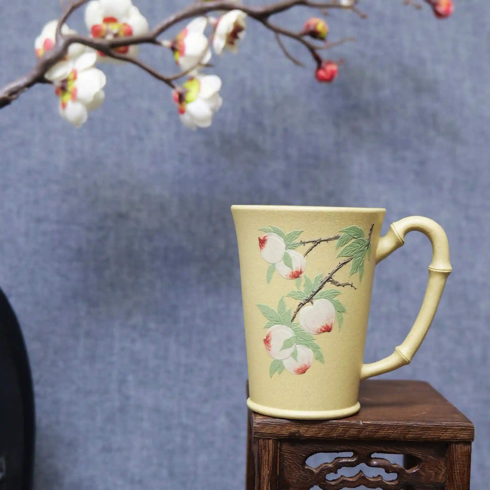 Yixing Zisha Handmade Longevity Peach Bamboo-Joint Teacup