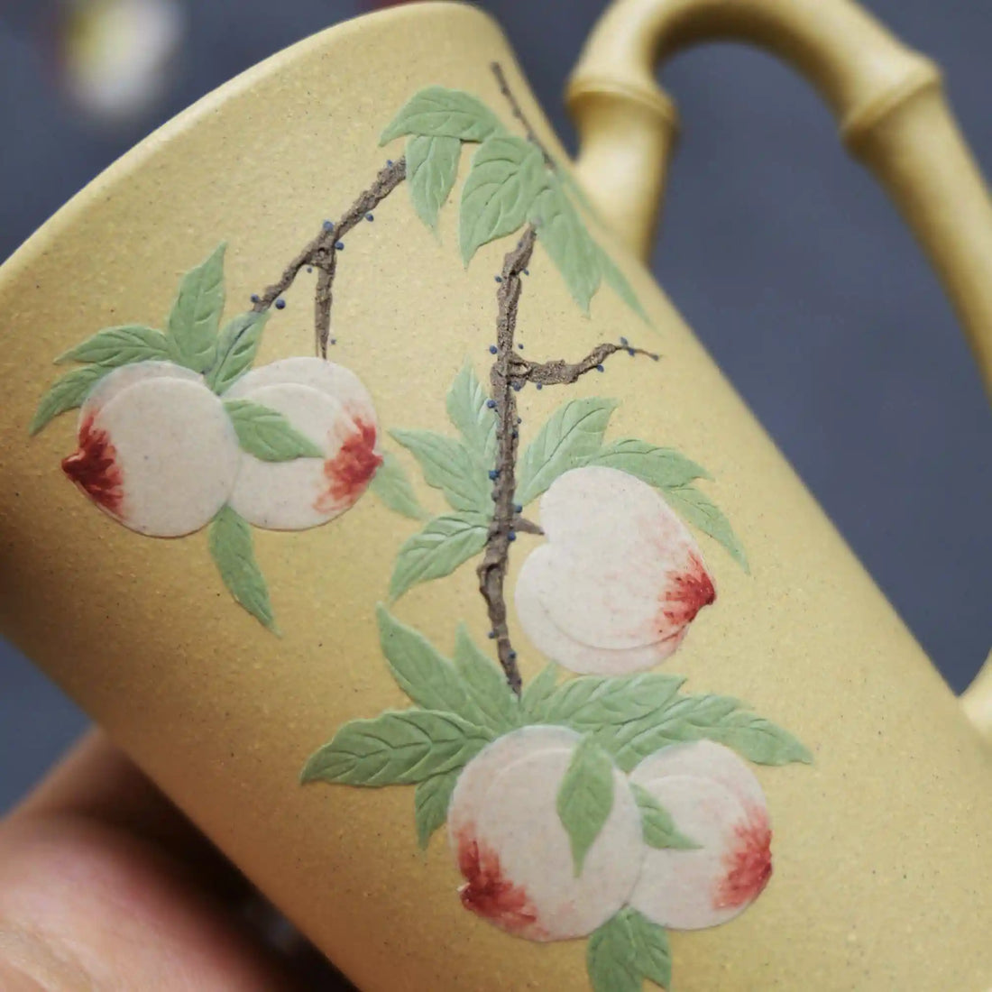 Yixing Zisha Handmade Longevity Peach Bamboo-Joint Teacup