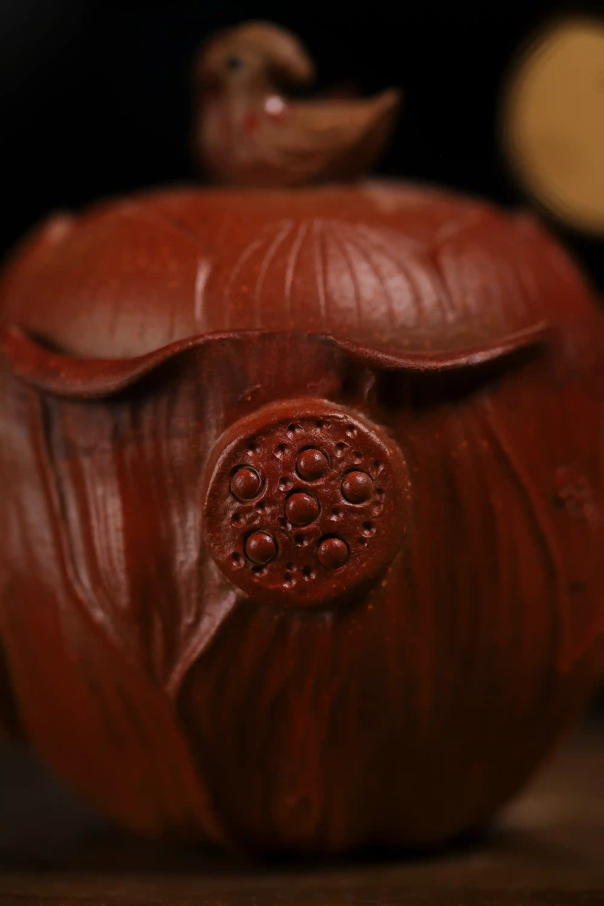 Yixing-Zisha-Handmade-Lotus-Mandarin-Duck-Teapot
