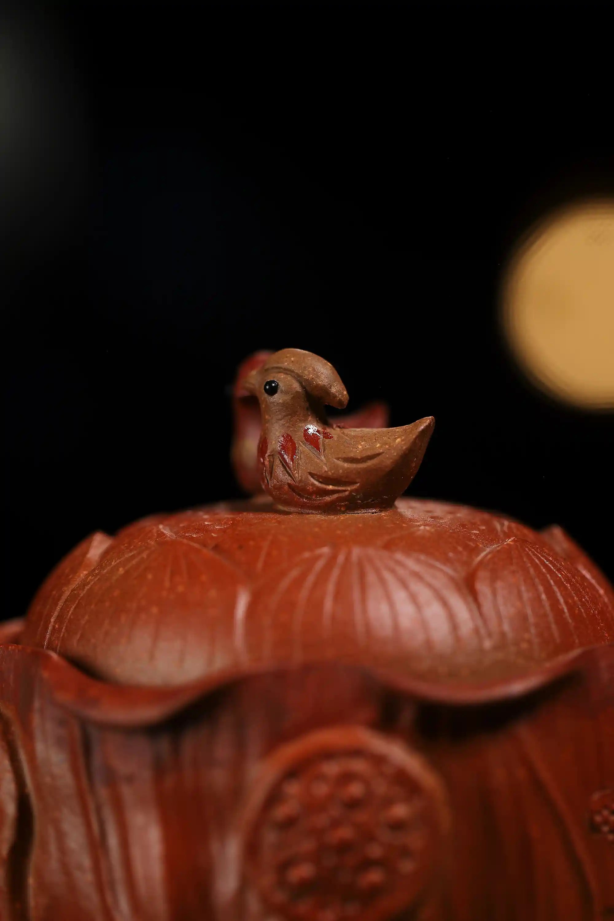 Yixing-Zisha-Handmade-Lotus-Mandarin-Duck-Teapot