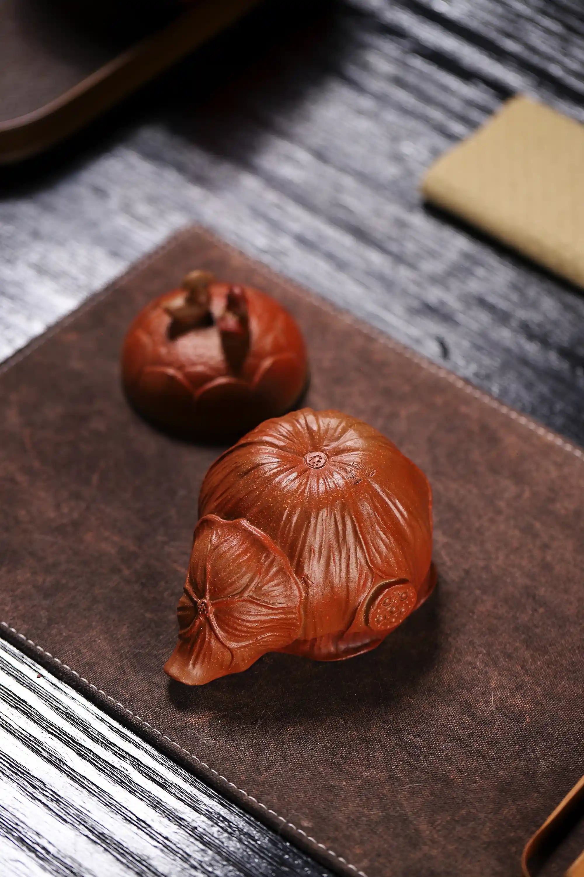 Yixing-Zisha-Handmade-Lotus-Mandarin-Duck-Teapot