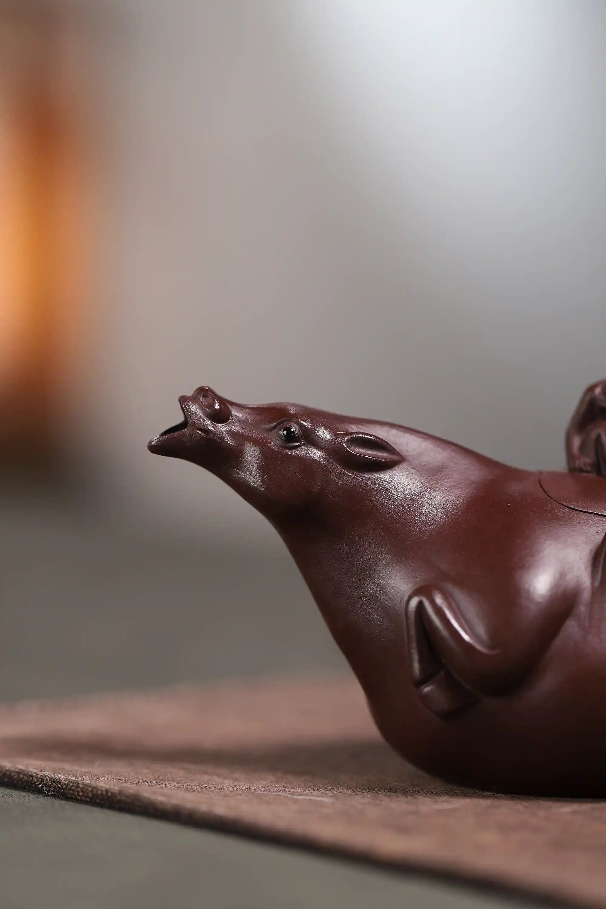 Yixing Zisha Handmade Monkey on Flying Horse Teapot