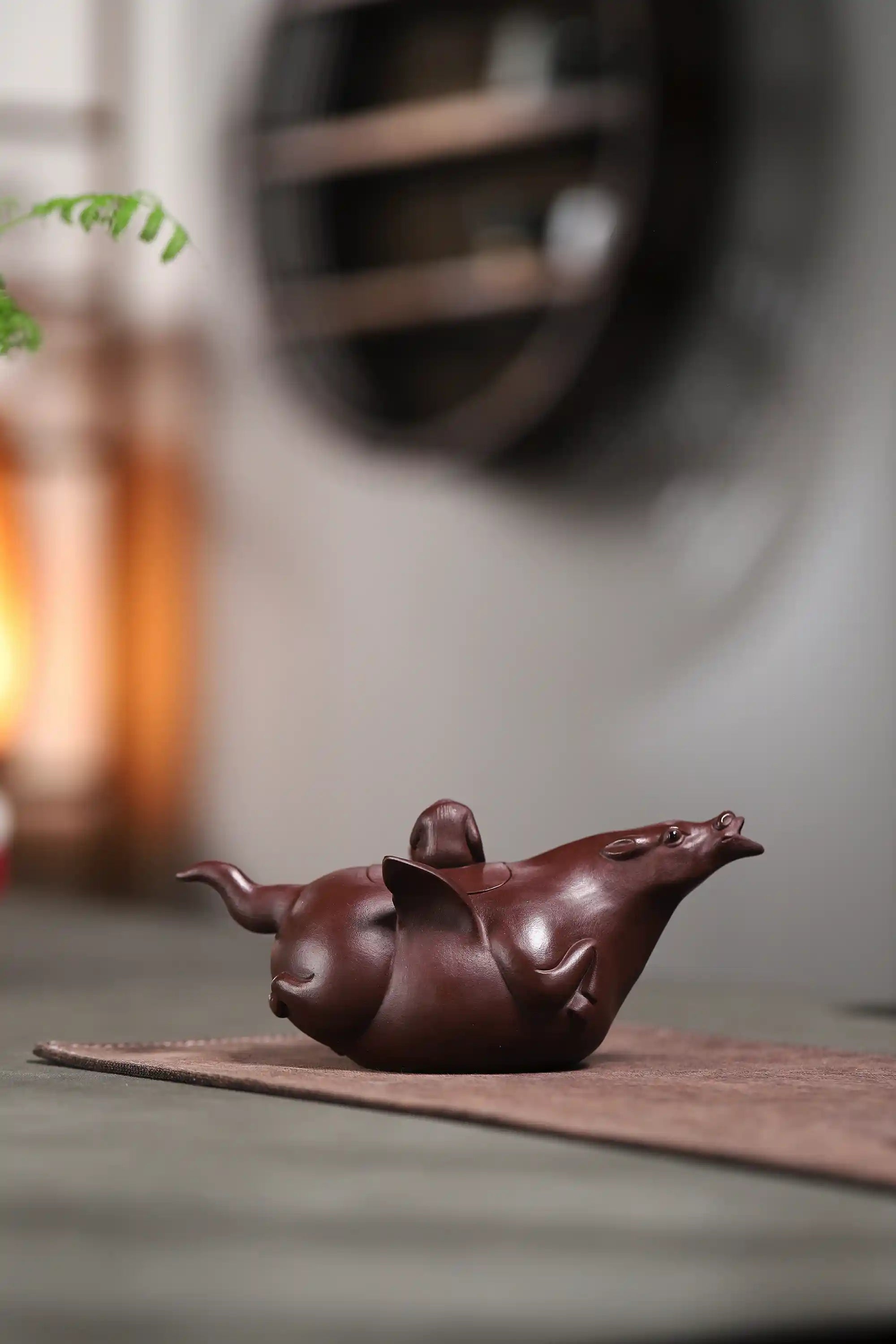 Yixing Zisha Handmade Monkey on Flying Horse Teapot