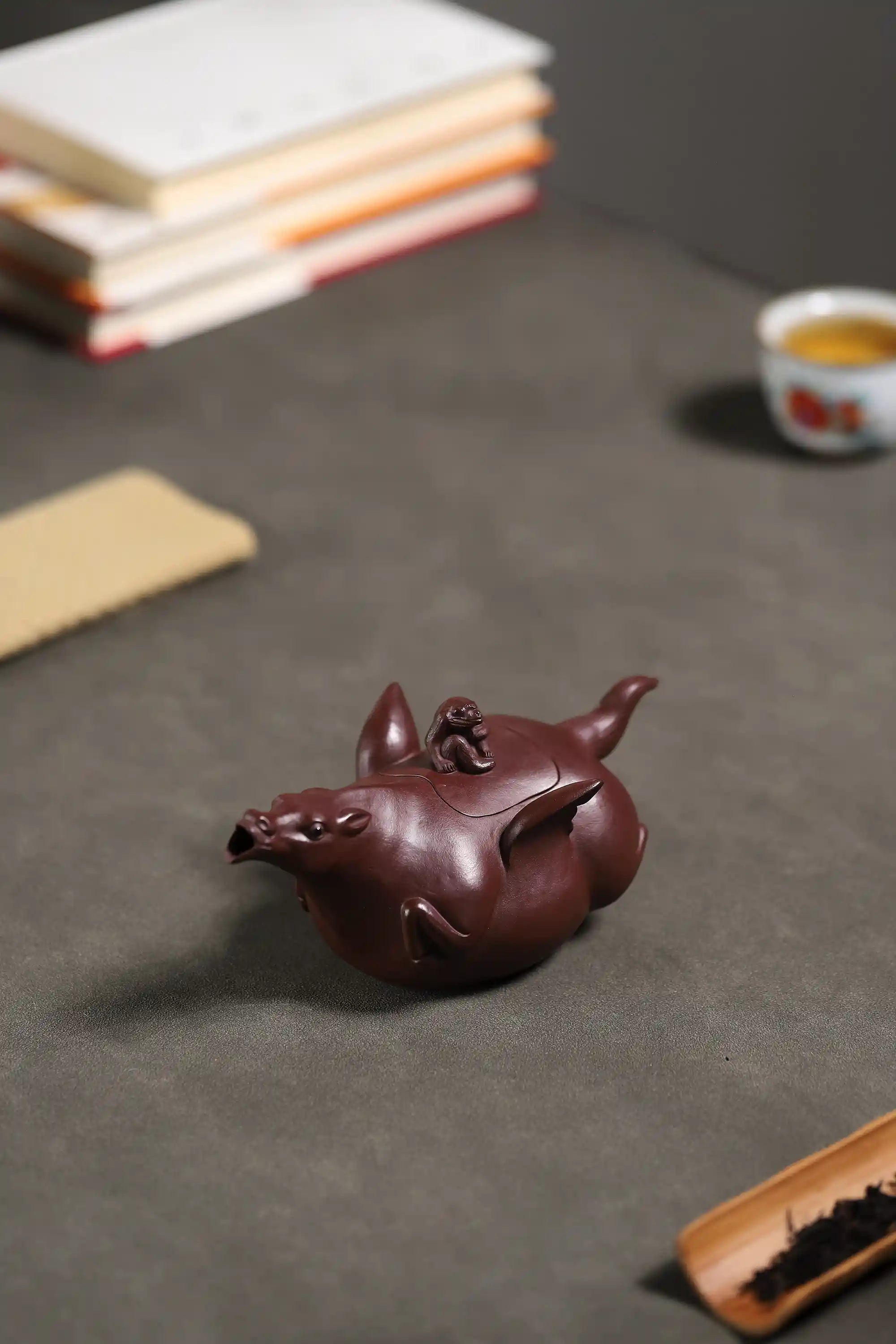 Yixing Zisha Handmade Monkey on Flying Horse Teapot