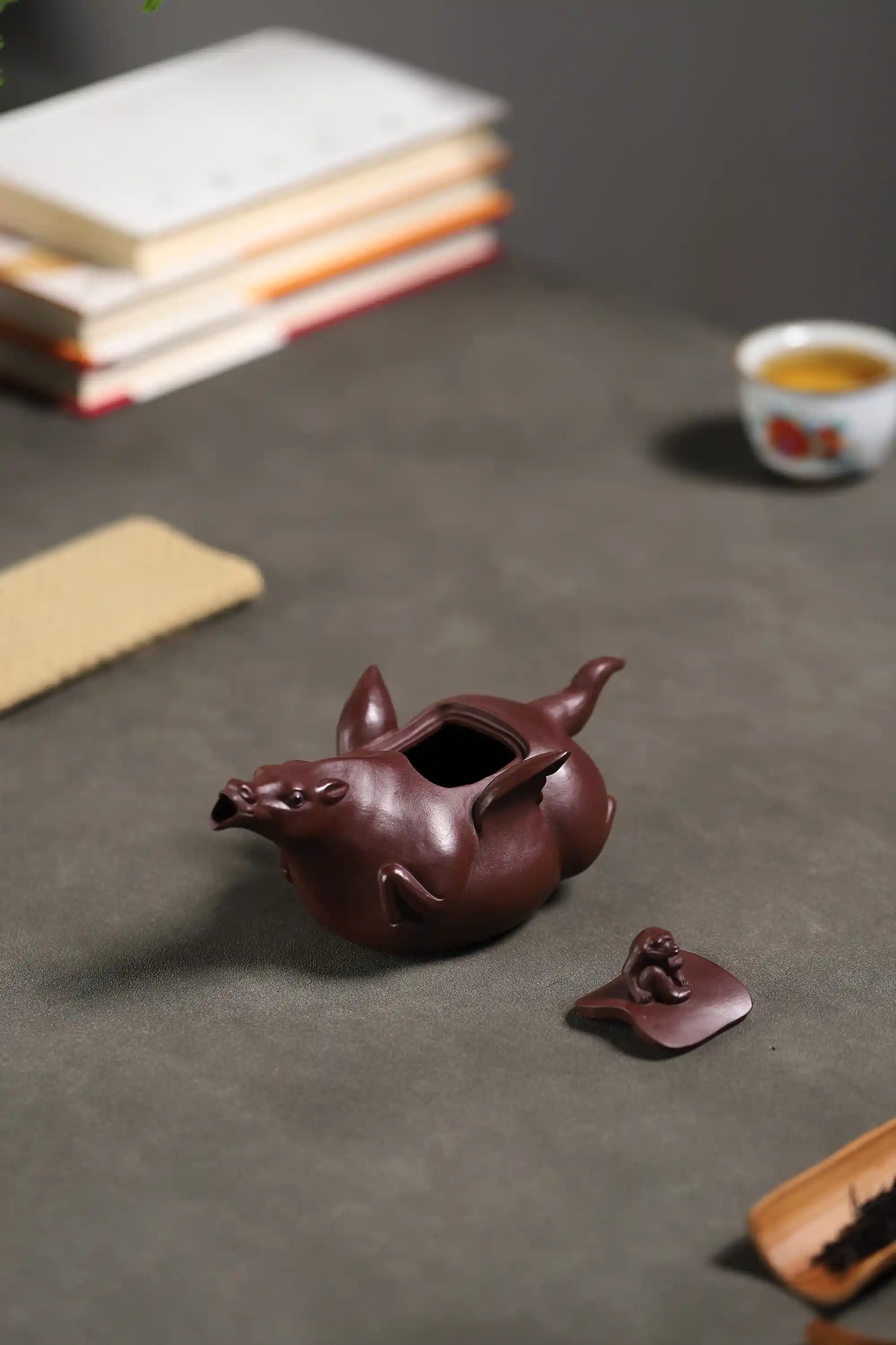 Yixing Zisha Handmade Monkey on Flying Horse Teapot