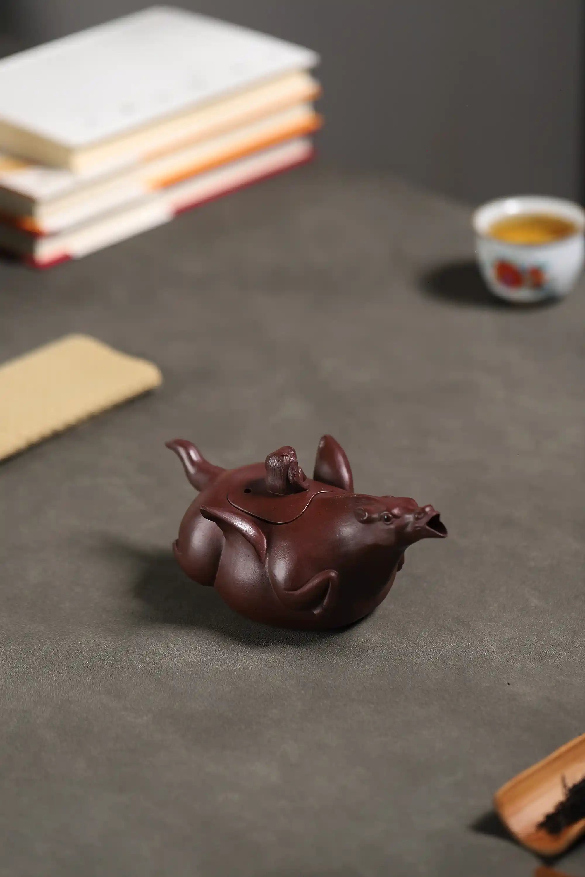 Yixing Zisha Handmade Monkey on Flying Horse Teapot