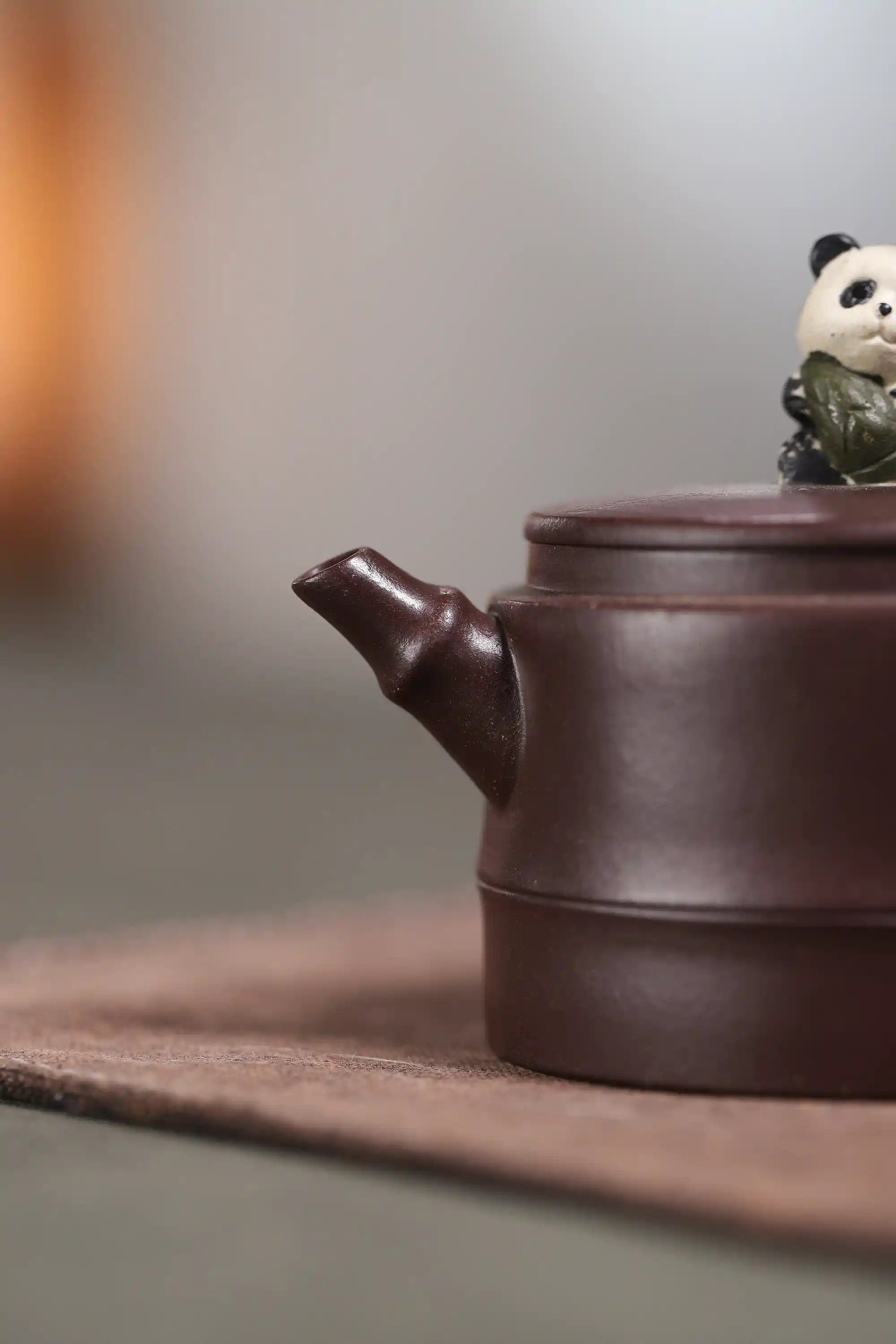 Yixing Zisha Handmade Panda Bamboo Tube Teapot