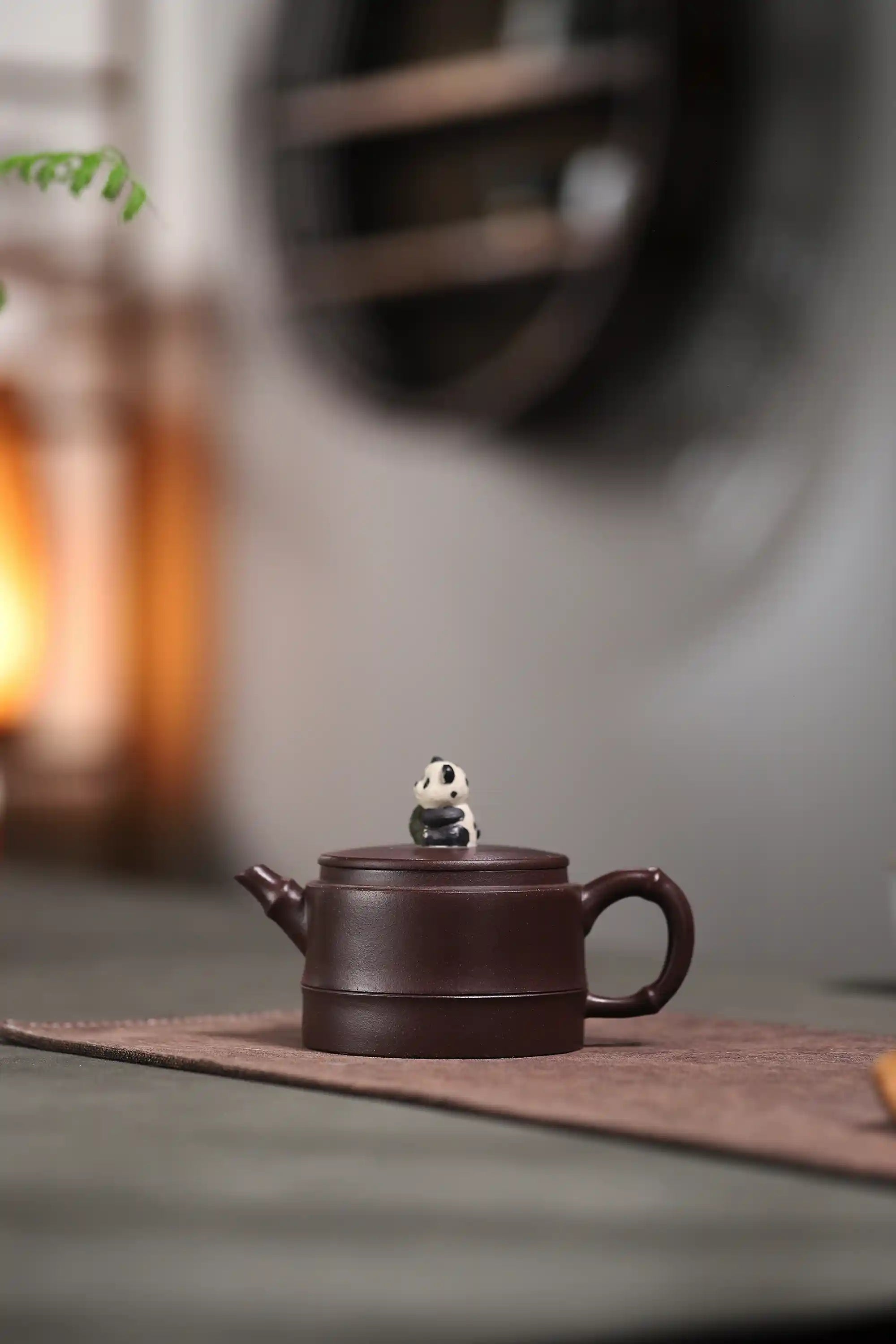 Yixing Zisha Handmade Panda Bamboo Tube Teapot