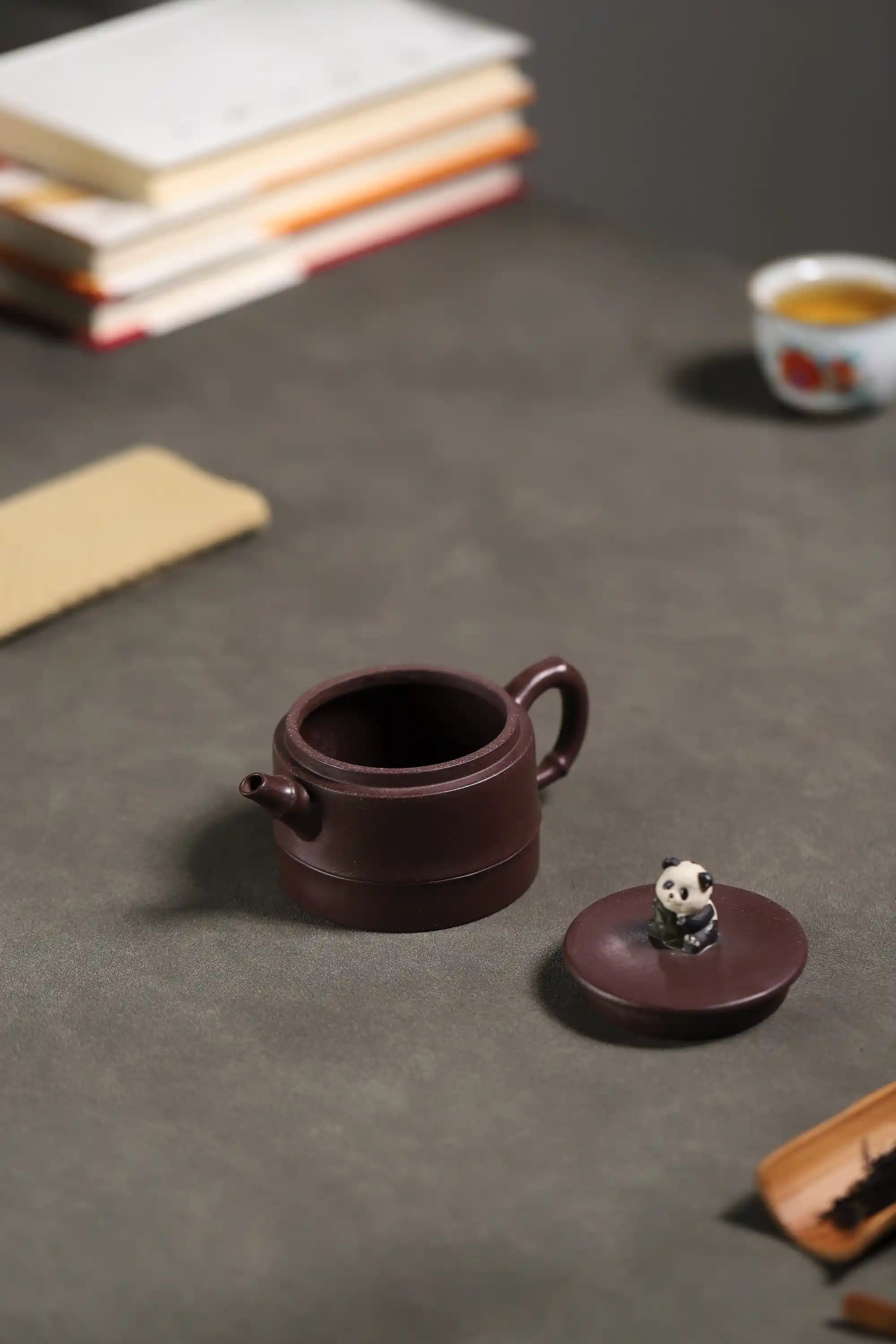 Yixing Zisha Handmade Panda Bamboo Tube Teapot