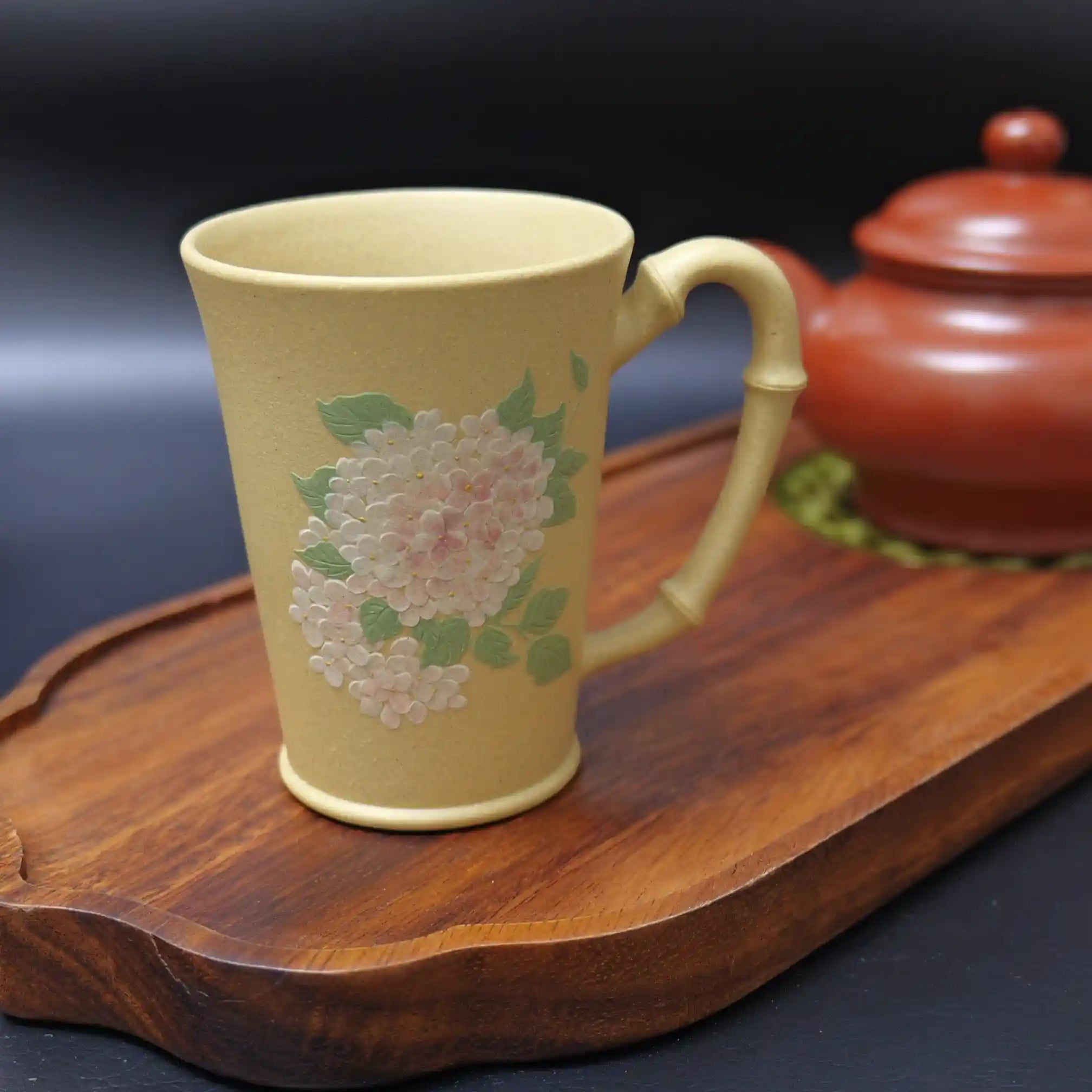 Yixing Zisha Handmade Peony Bamboo-Joint Teacup