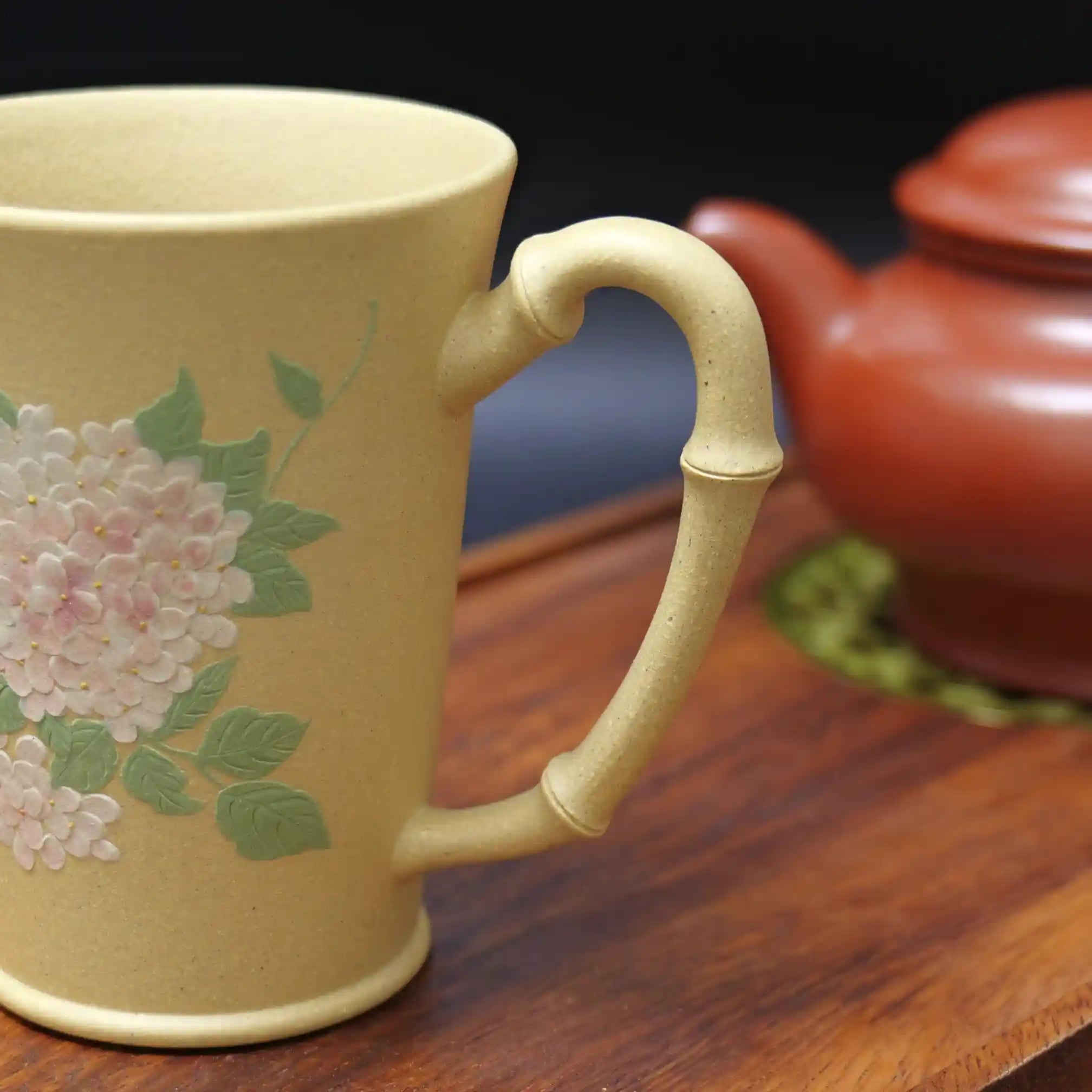 Yixing Zisha Handmade Peony Bamboo-Joint Teacup