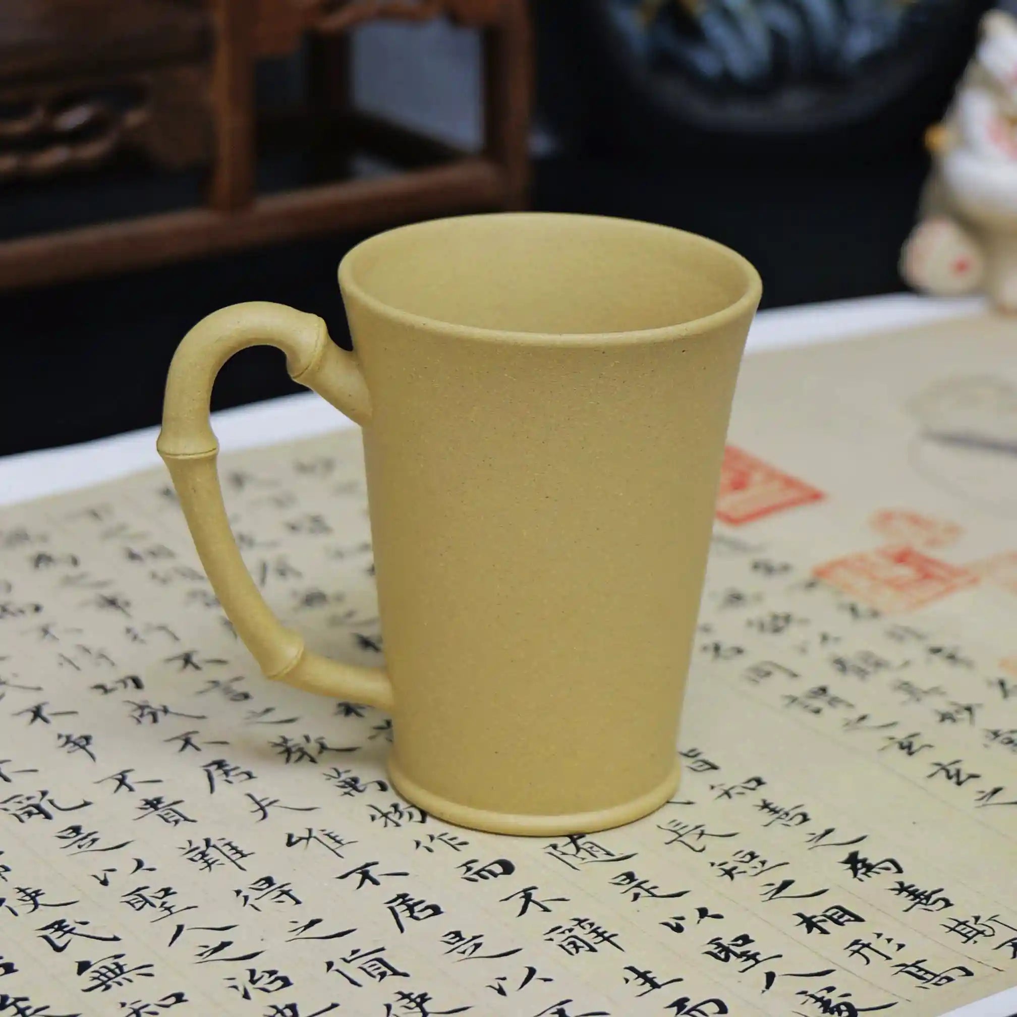 Yixing Zisha Handmade Peony Bamboo-Joint Teacup