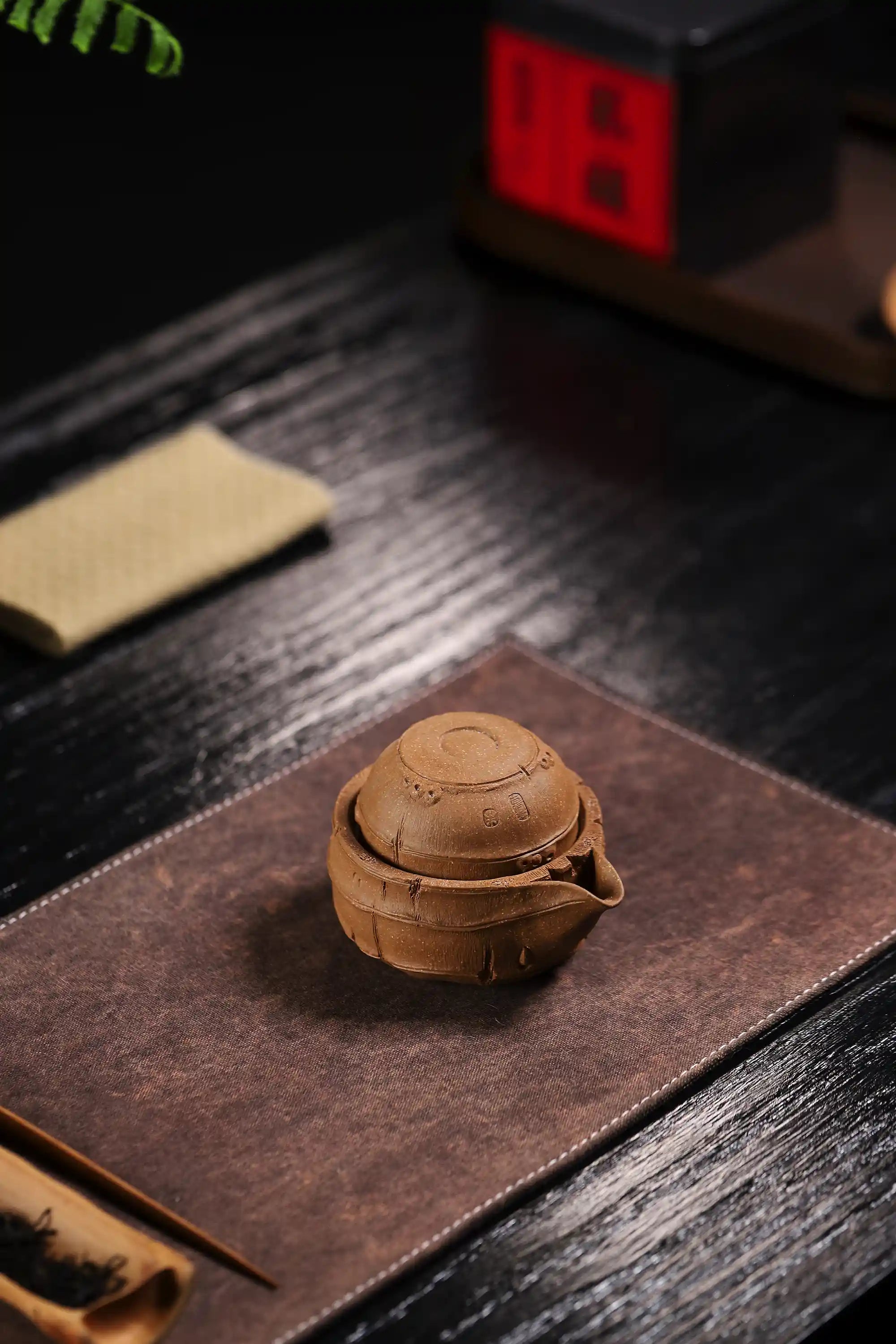 Yixing Zisha Handmade Plum Blossom Stump Teapot