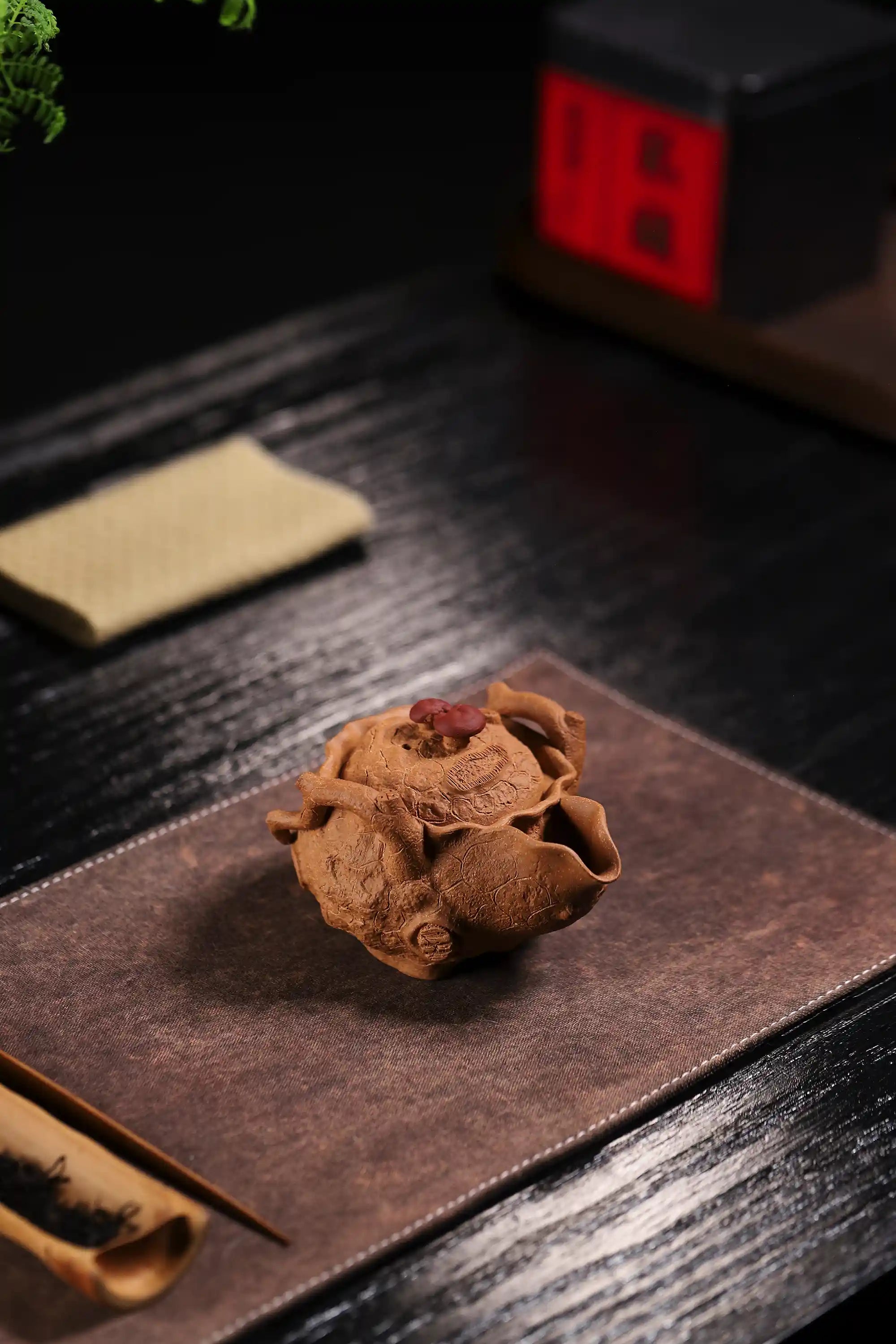 Yixing Zisha Handmade Plum Blossom Stump Teapot