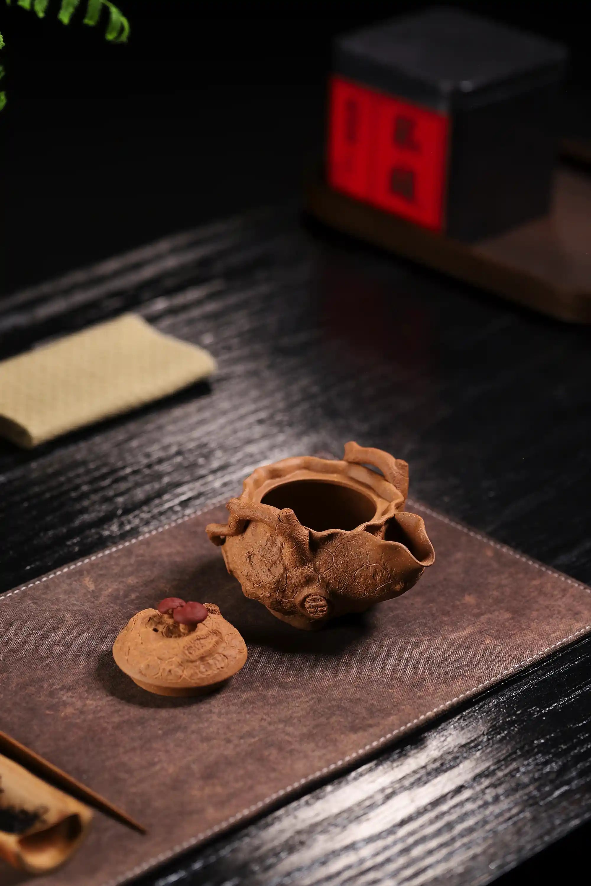 Yixing Zisha Handmade Plum Blossom Stump Teapot