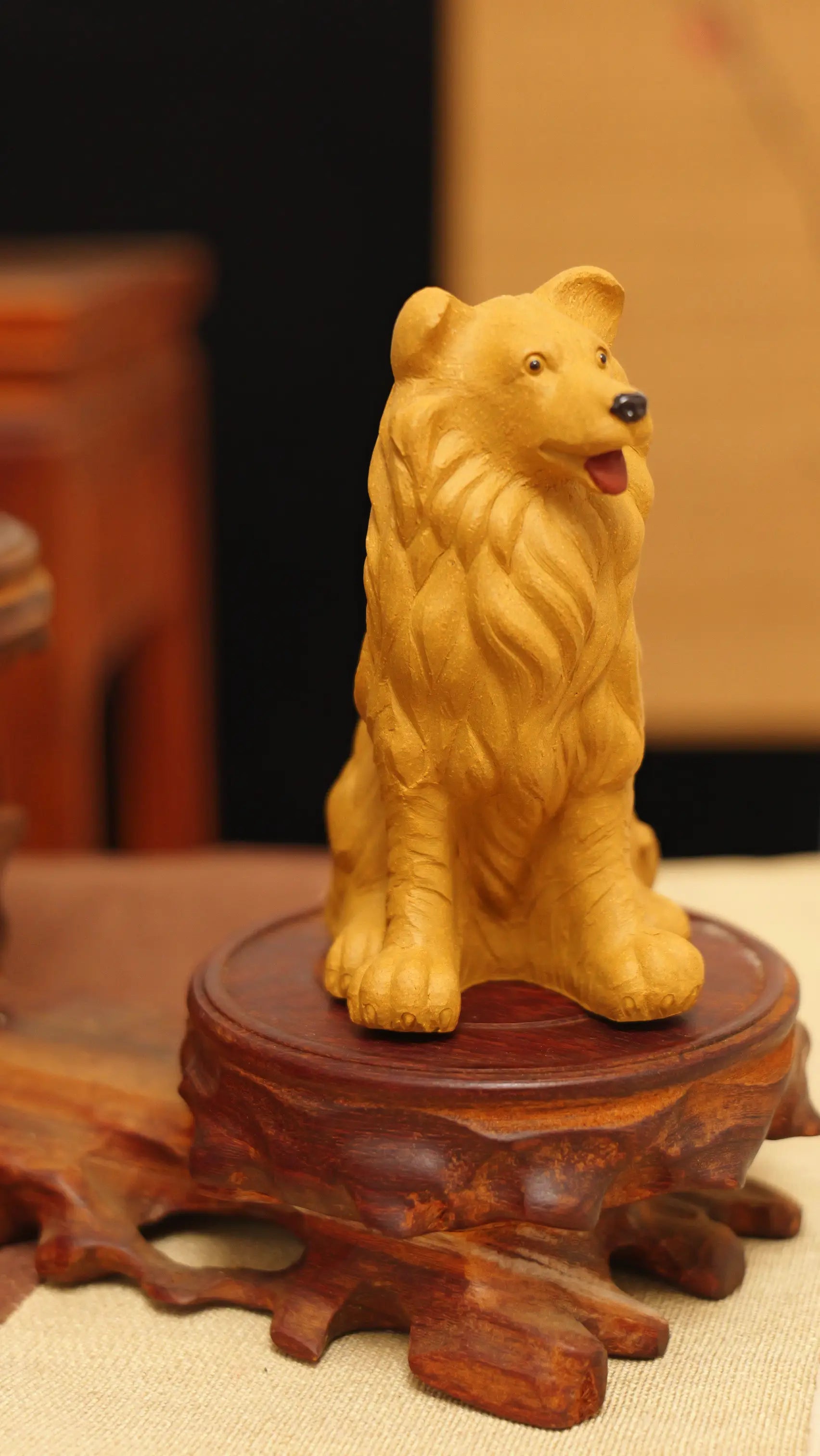 Yixing Zisha Handmade Realistic Golden Retriever Tea Pet