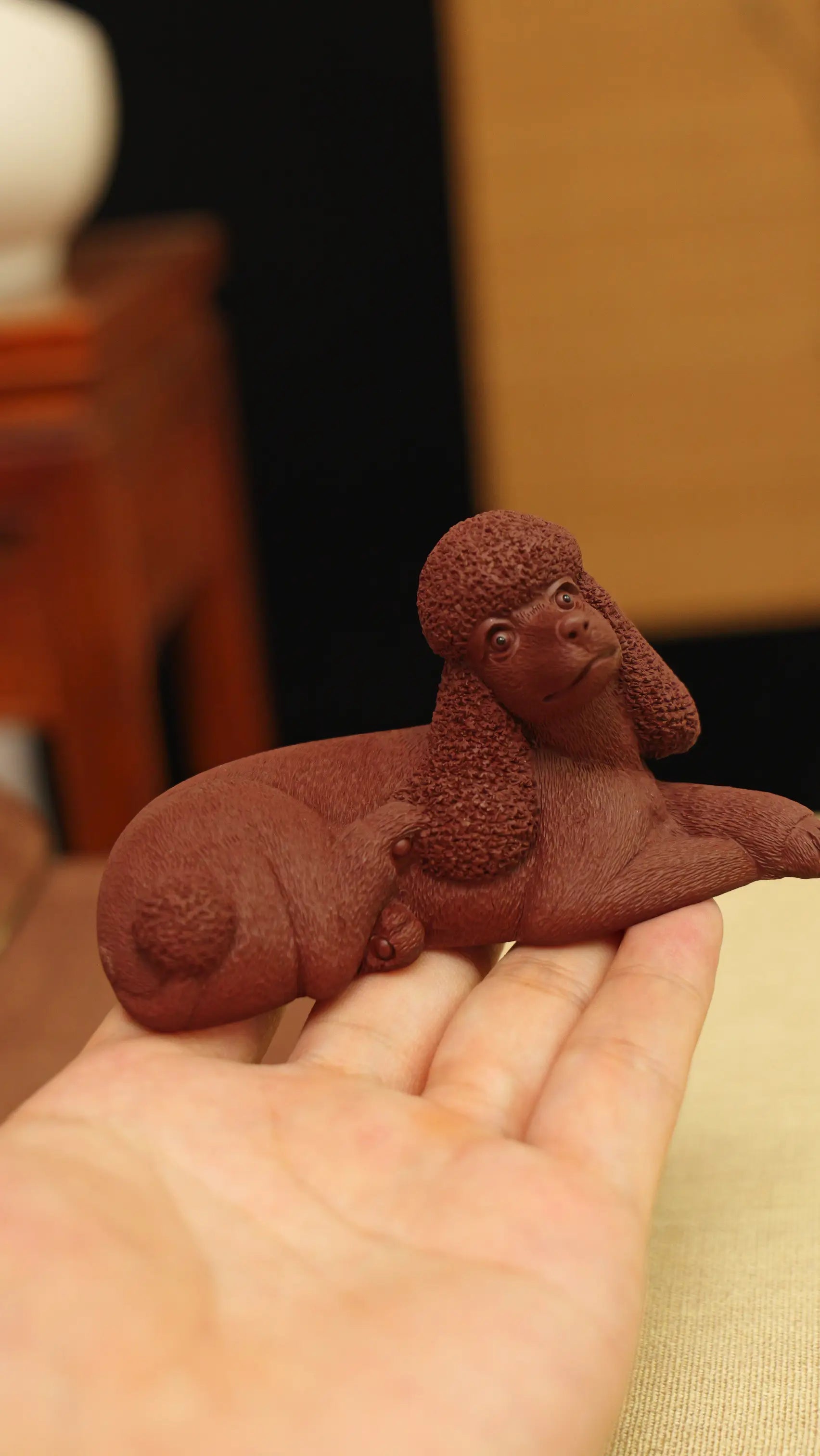 Yixing Zisha Handmade Realistic Poodle Tea Pet (Lively Style)
