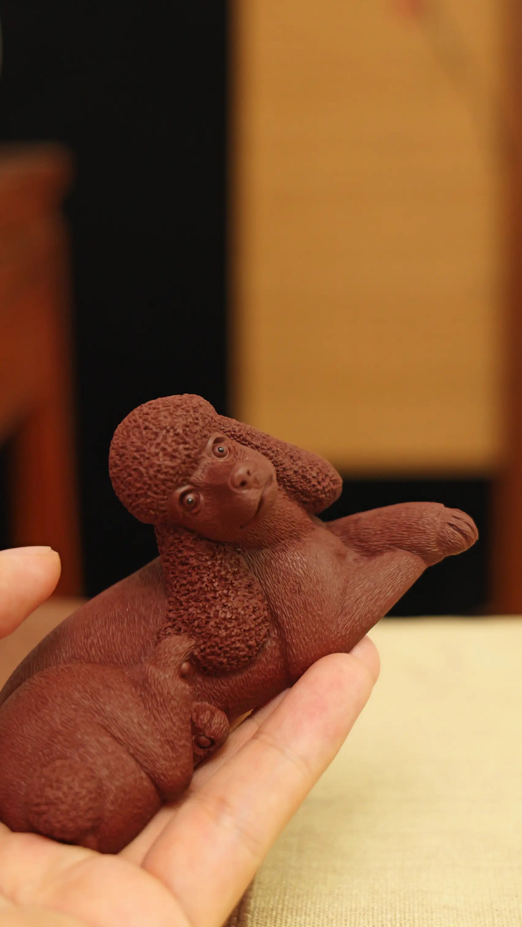 Yixing Zisha Handmade Realistic Poodle Tea Pet (Lively Style)