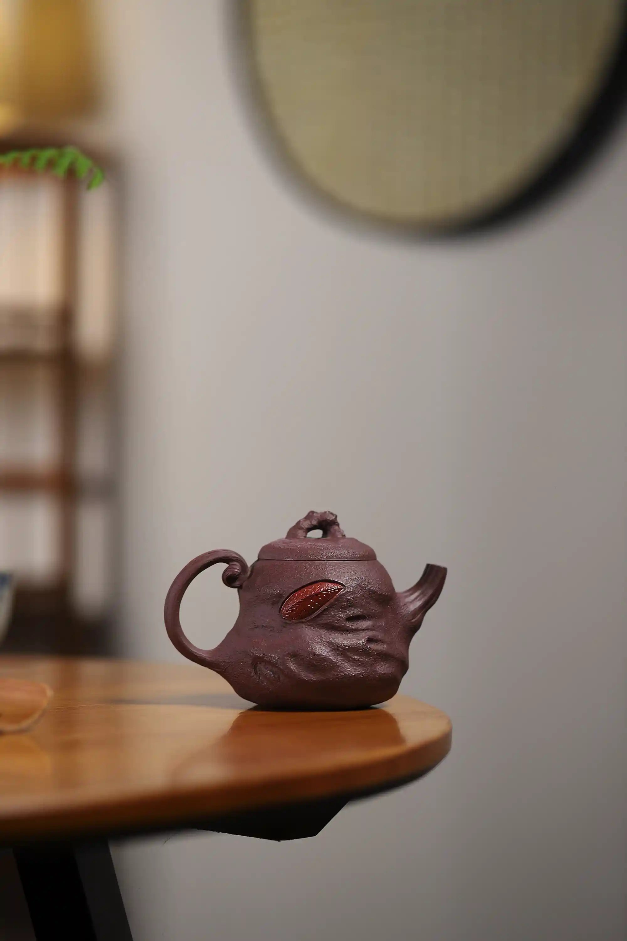 Yixing Zisha Handmade Red Dragon Relief Teapot